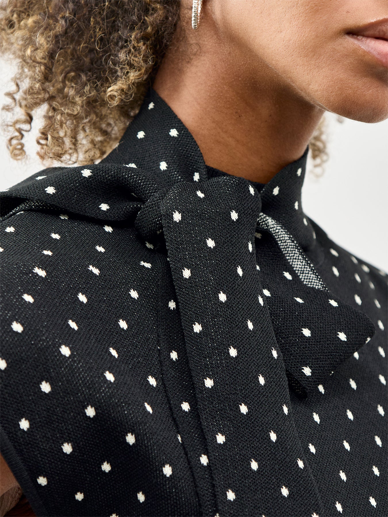 Bonnie Polka Dot High Neck Top Black