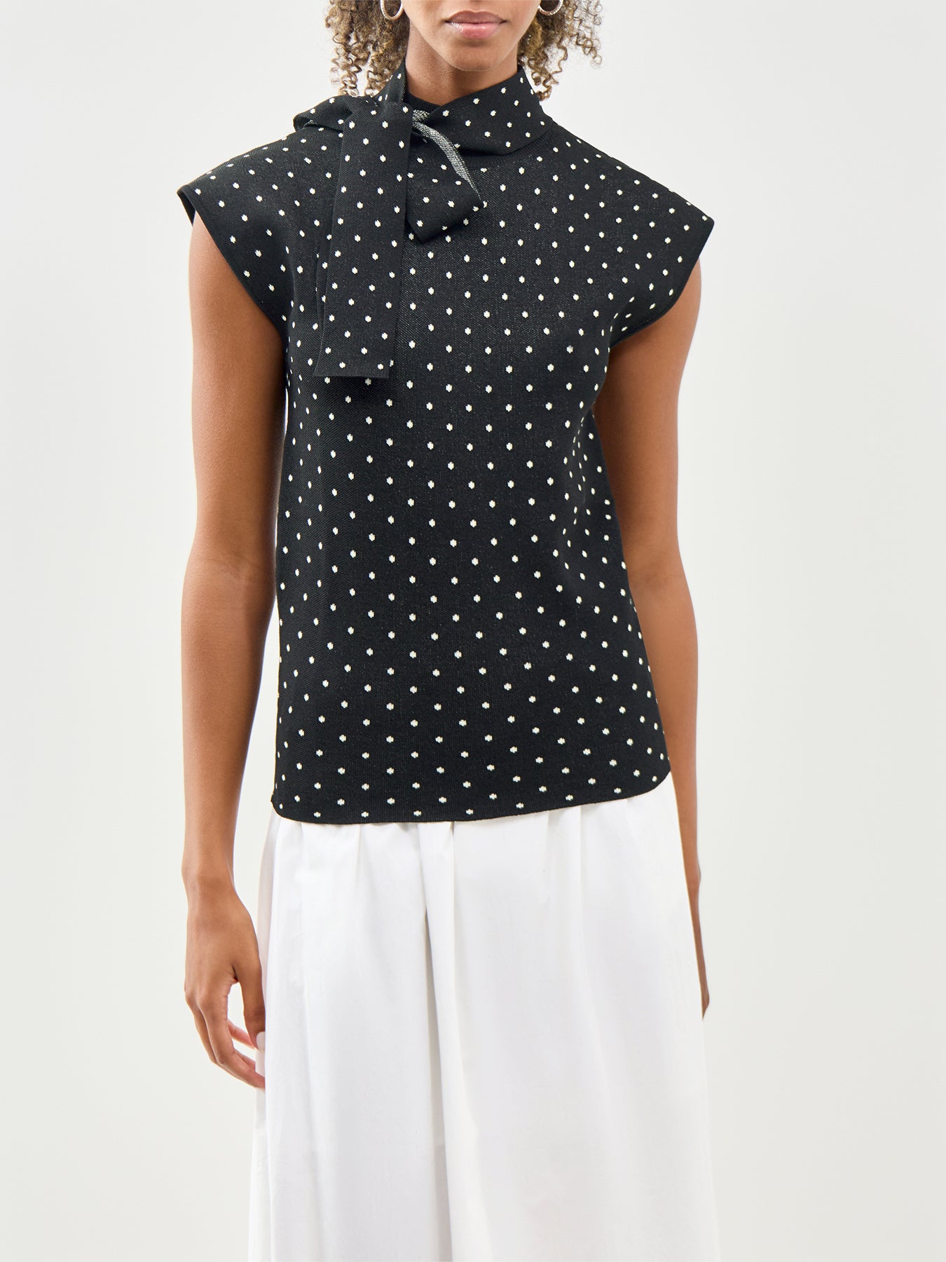 Bonnie Polka Dot High Neck Top Black
