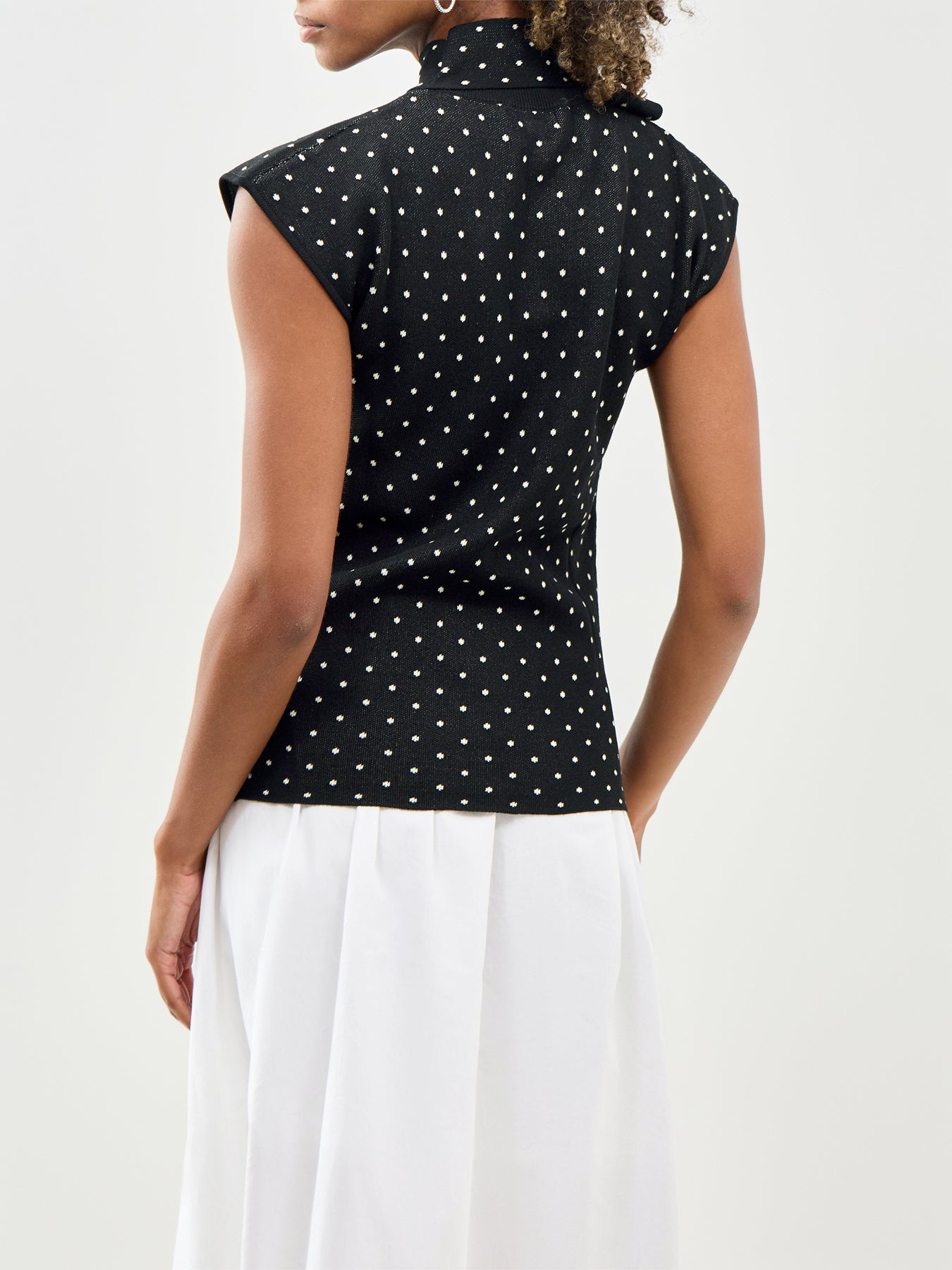 Bonnie Polka Dot High Neck Top Black