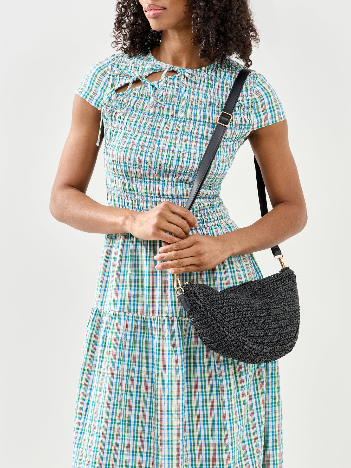 Summer Paper Straw Bum Bag Black