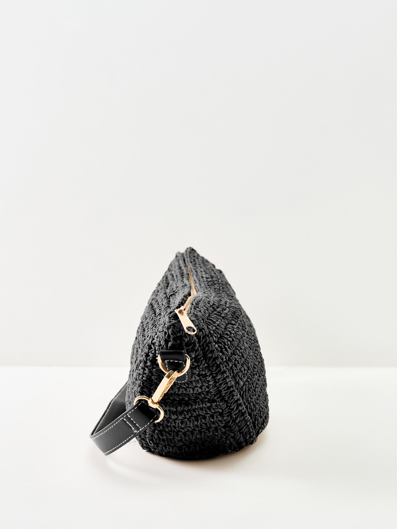 Summer Paper Straw Bum Bag Black
