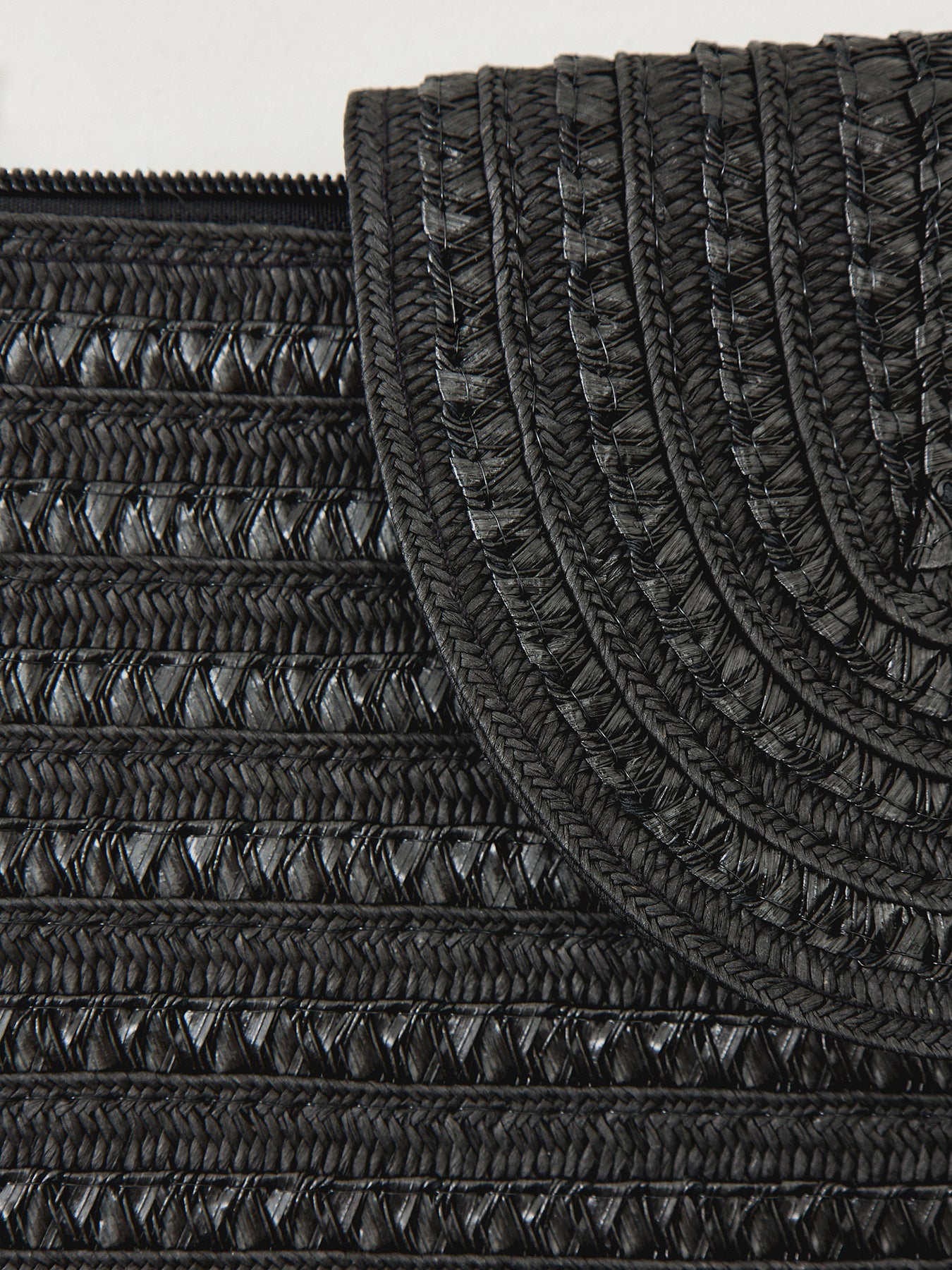 Straw Crossbody Flap Bag Black