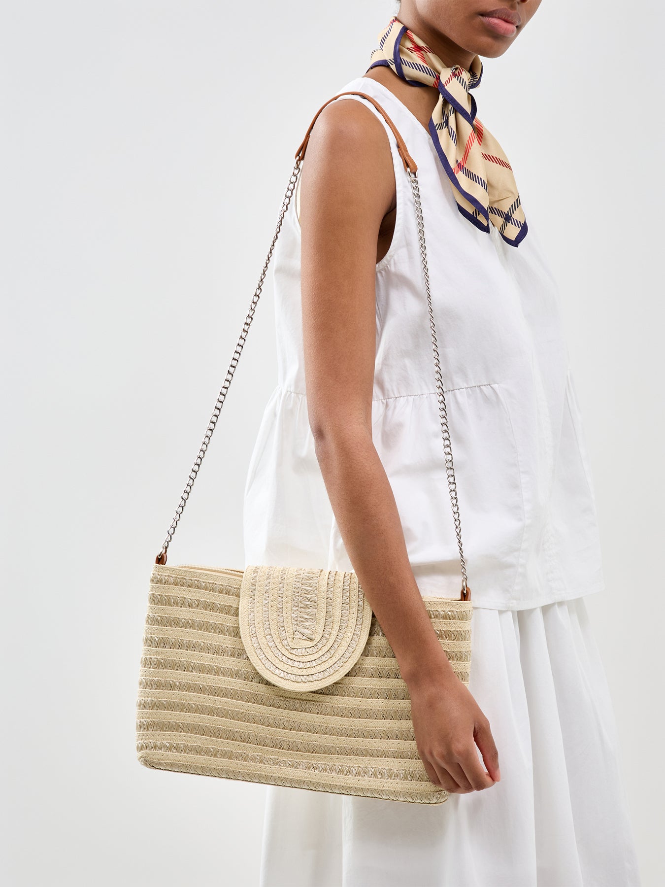 Pckonnie Straw Crossbody Bag Neutral