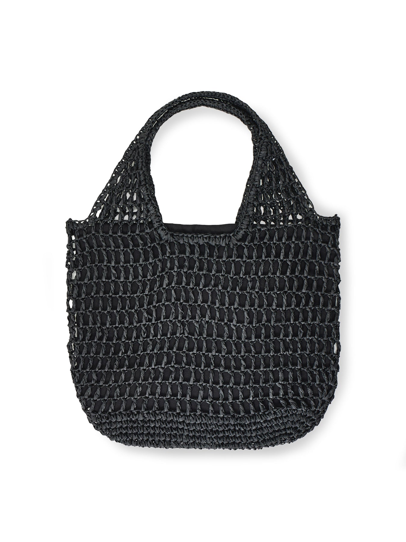 Kamille Straw Shopper Tote Bag Black