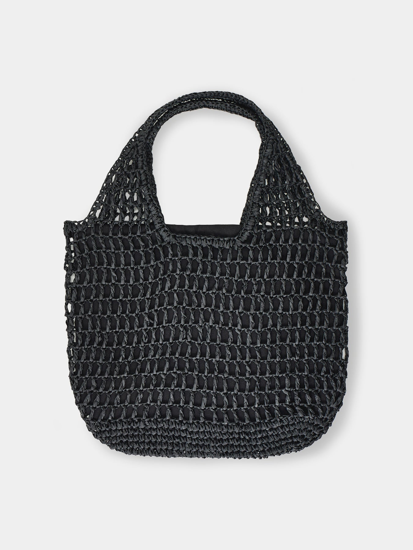 Kamille Straw Shopper Tote Bag Black