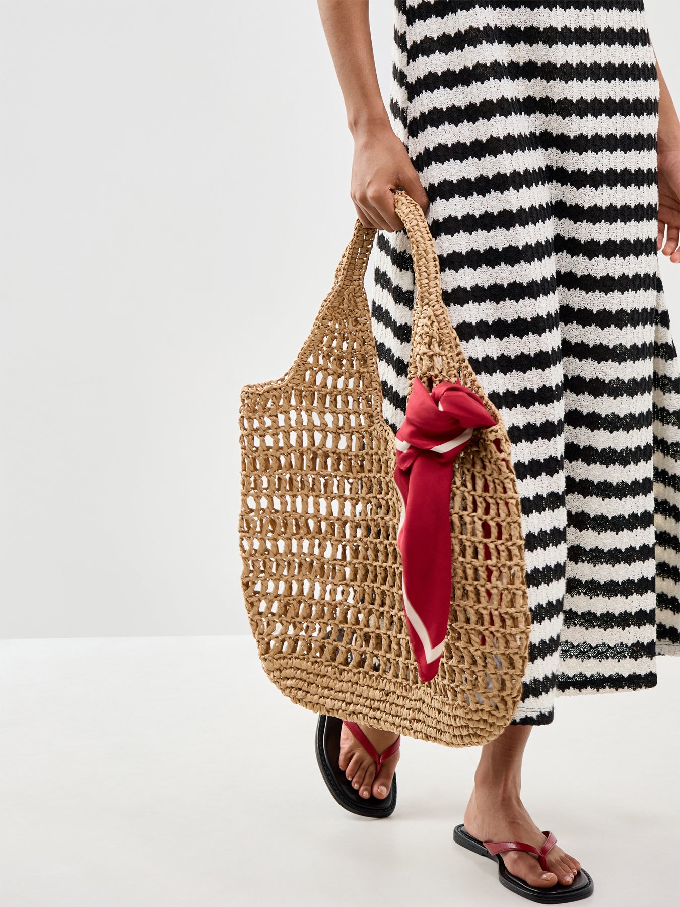 Pckamille Straw Shopper Tote Bag Neutral