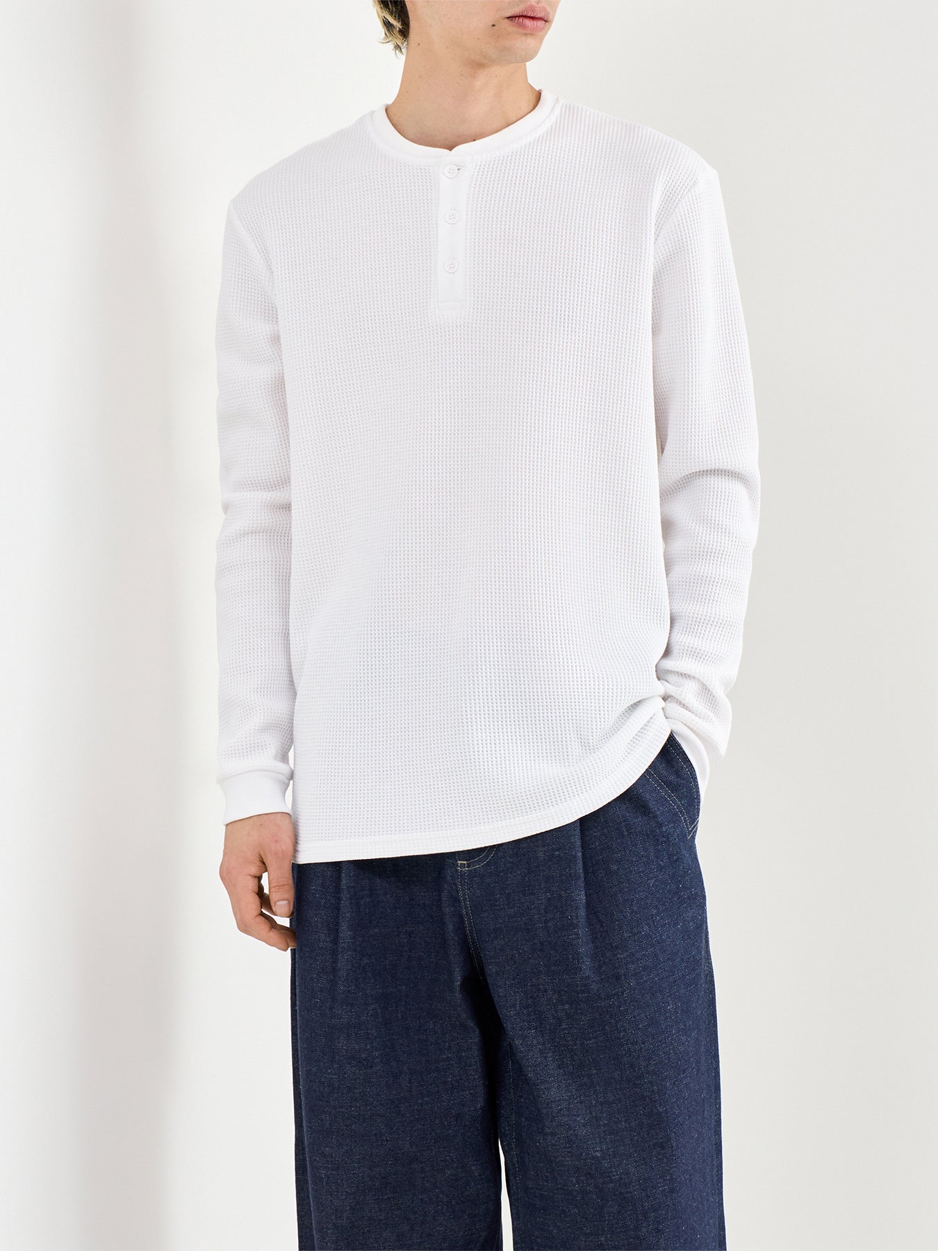 Stobie Long Sleeve Henley T-Shirt White
