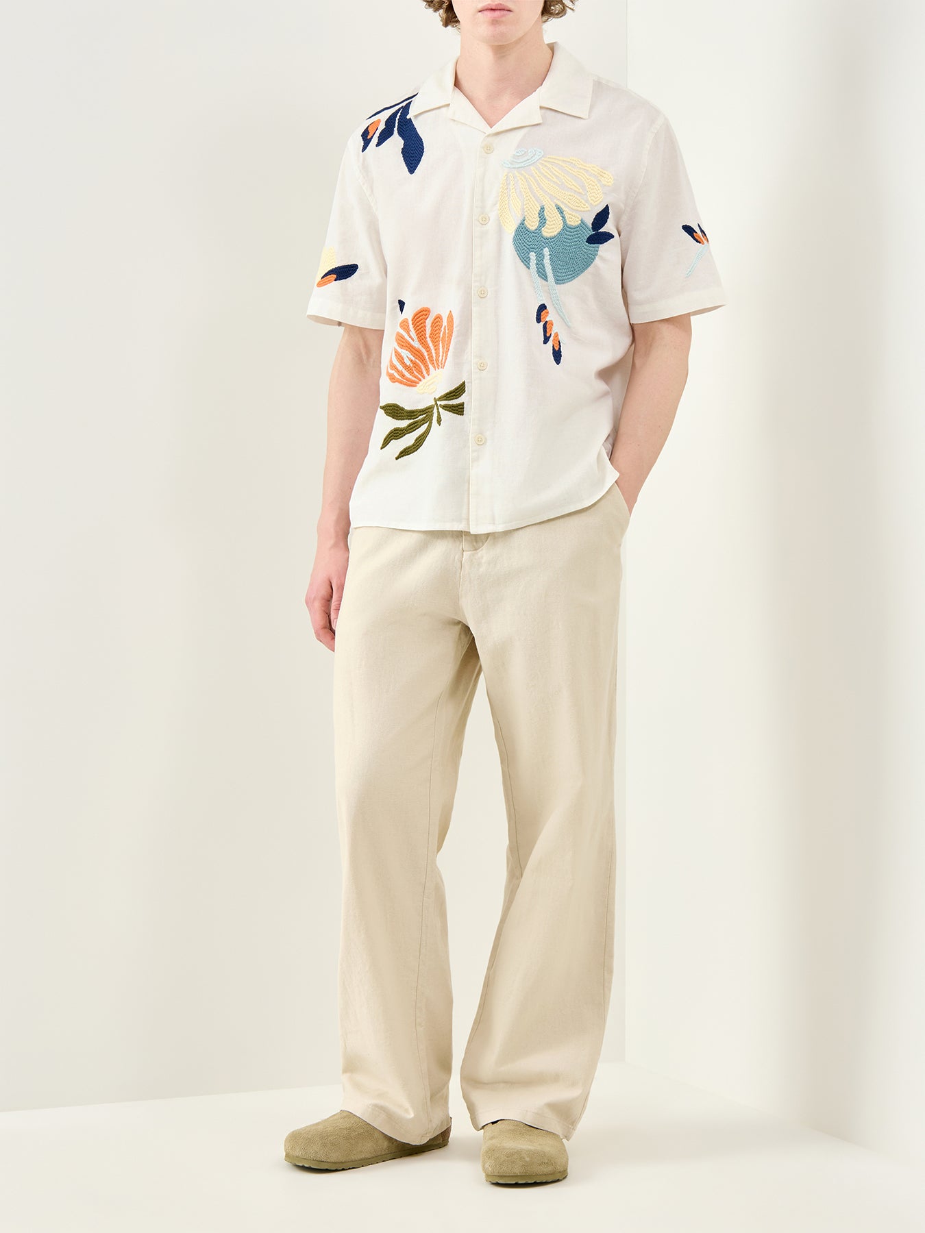 Bob Cotton Linen Loose Trousers Beige