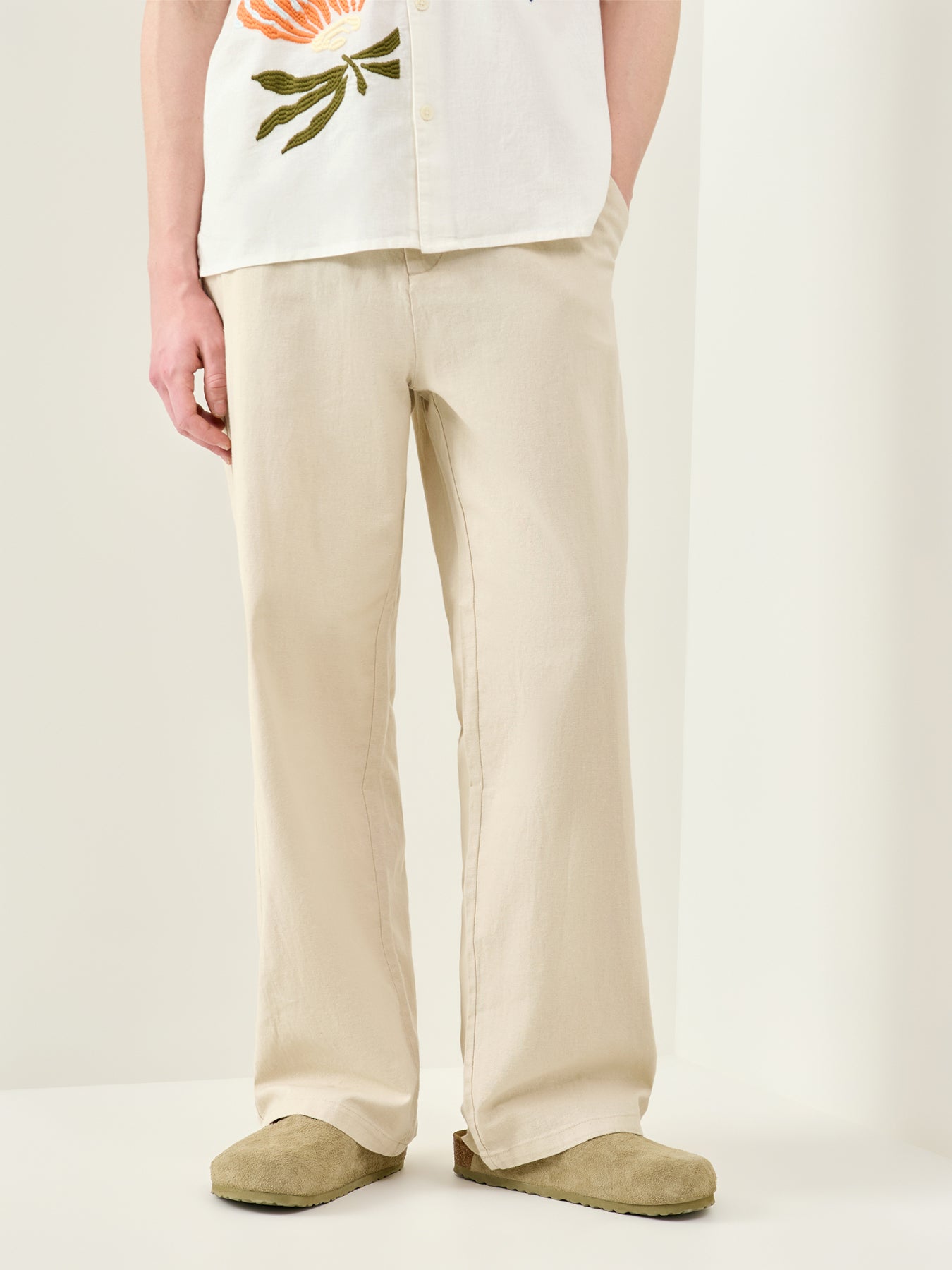 Bob Cotton Linen Loose Trousers Beige