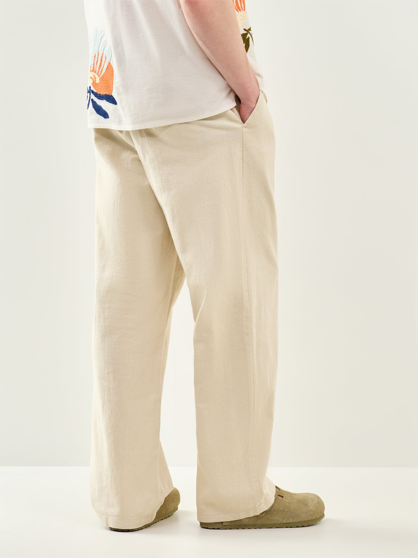 Bob Cotton Linen Loose Trousers Beige