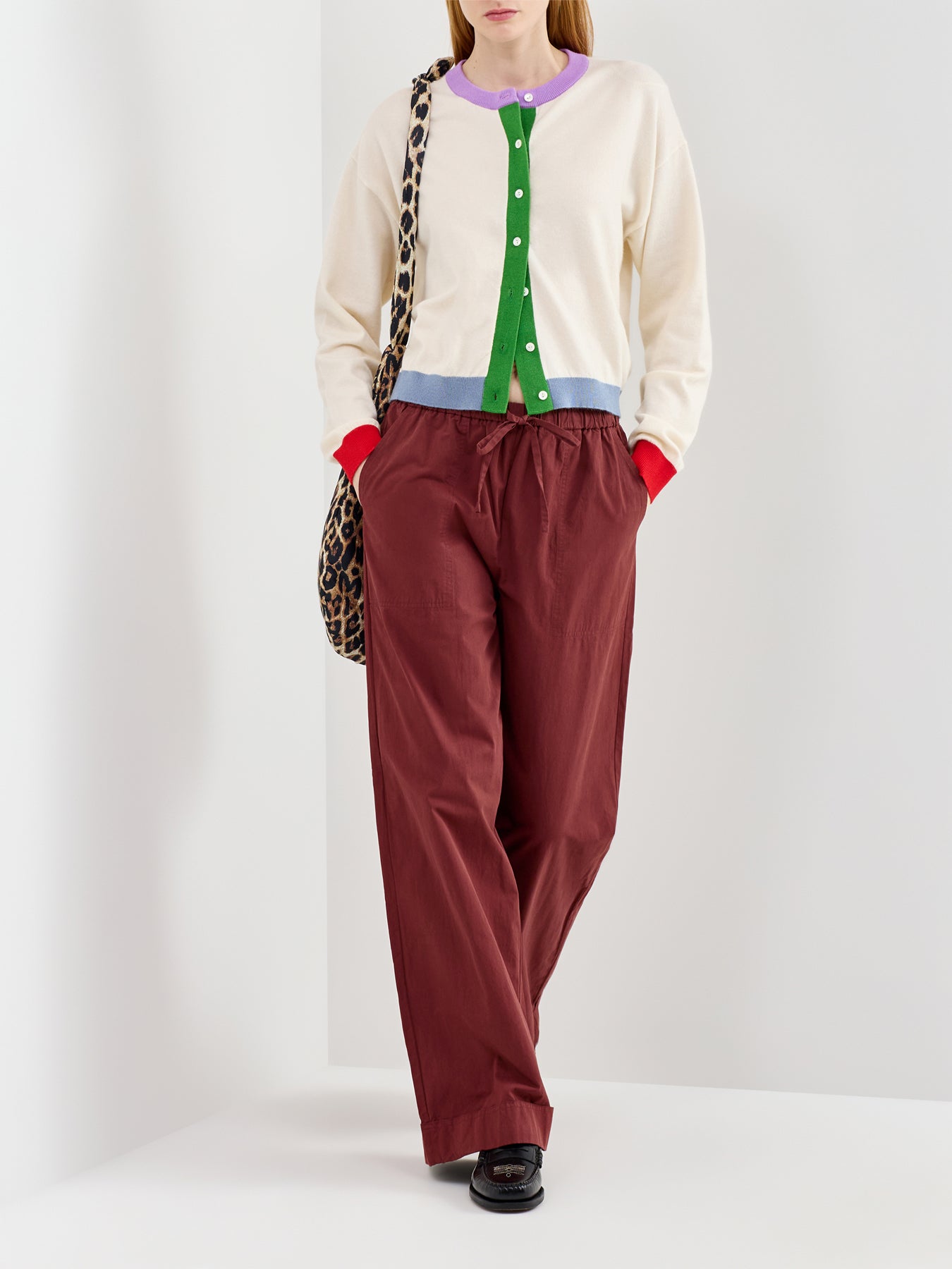 Uluna Wide Leg Trousers Burgundy