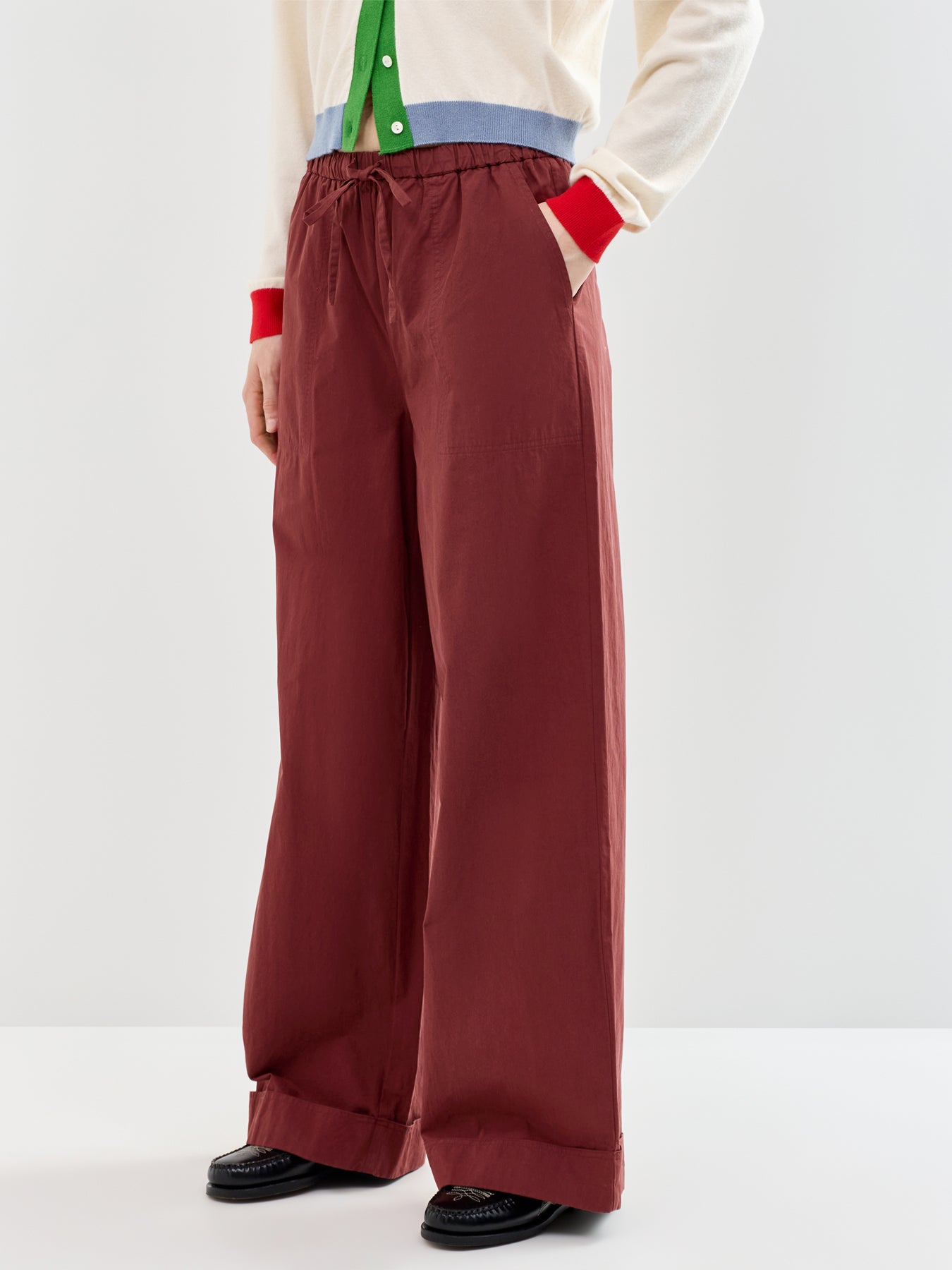 Uluna Wide Leg Trousers Burgundy