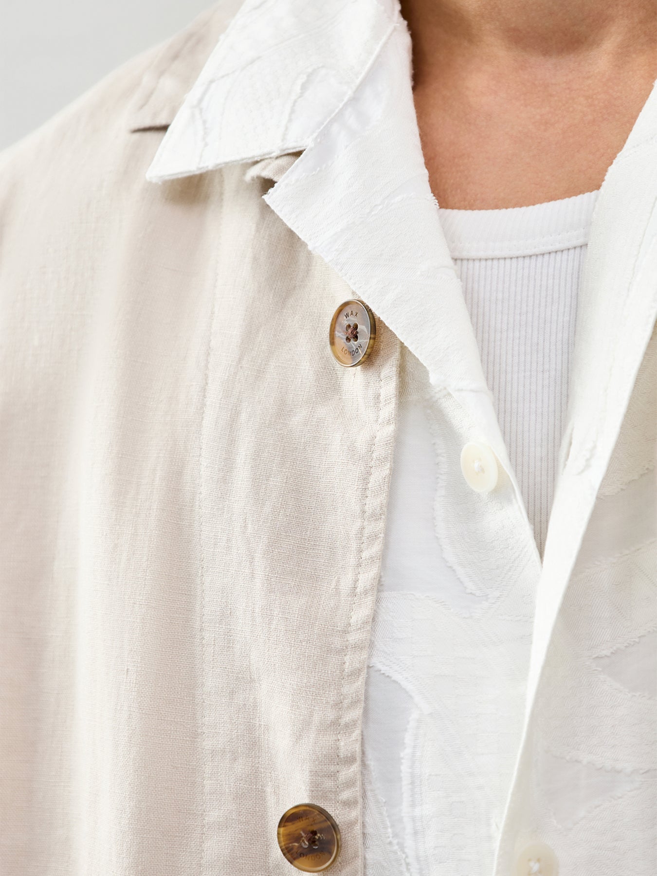 Curzon Short Sleeve Jacquard Shirt Ecru