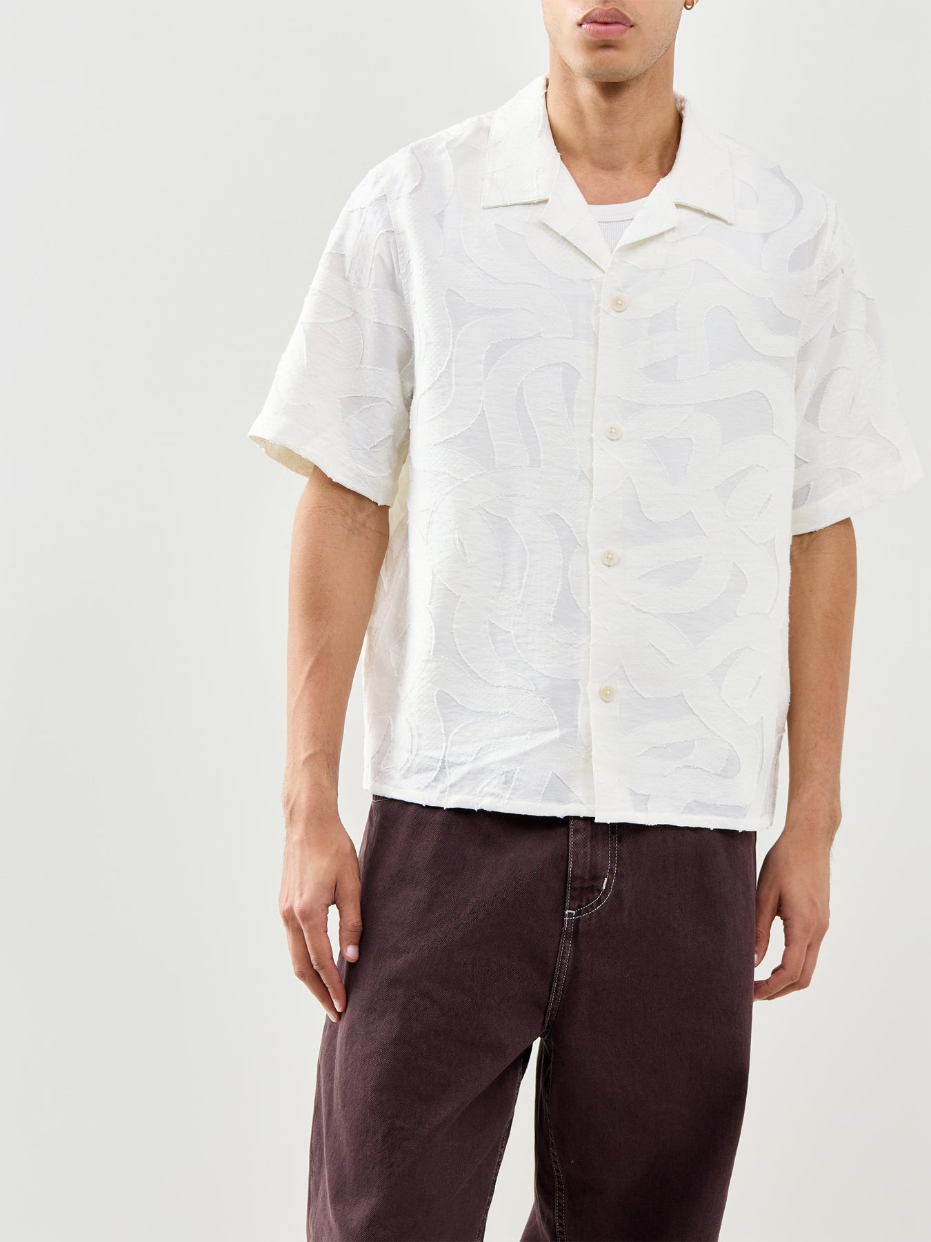 Curzon Short Sleeve Jacquard Shirt Ecru