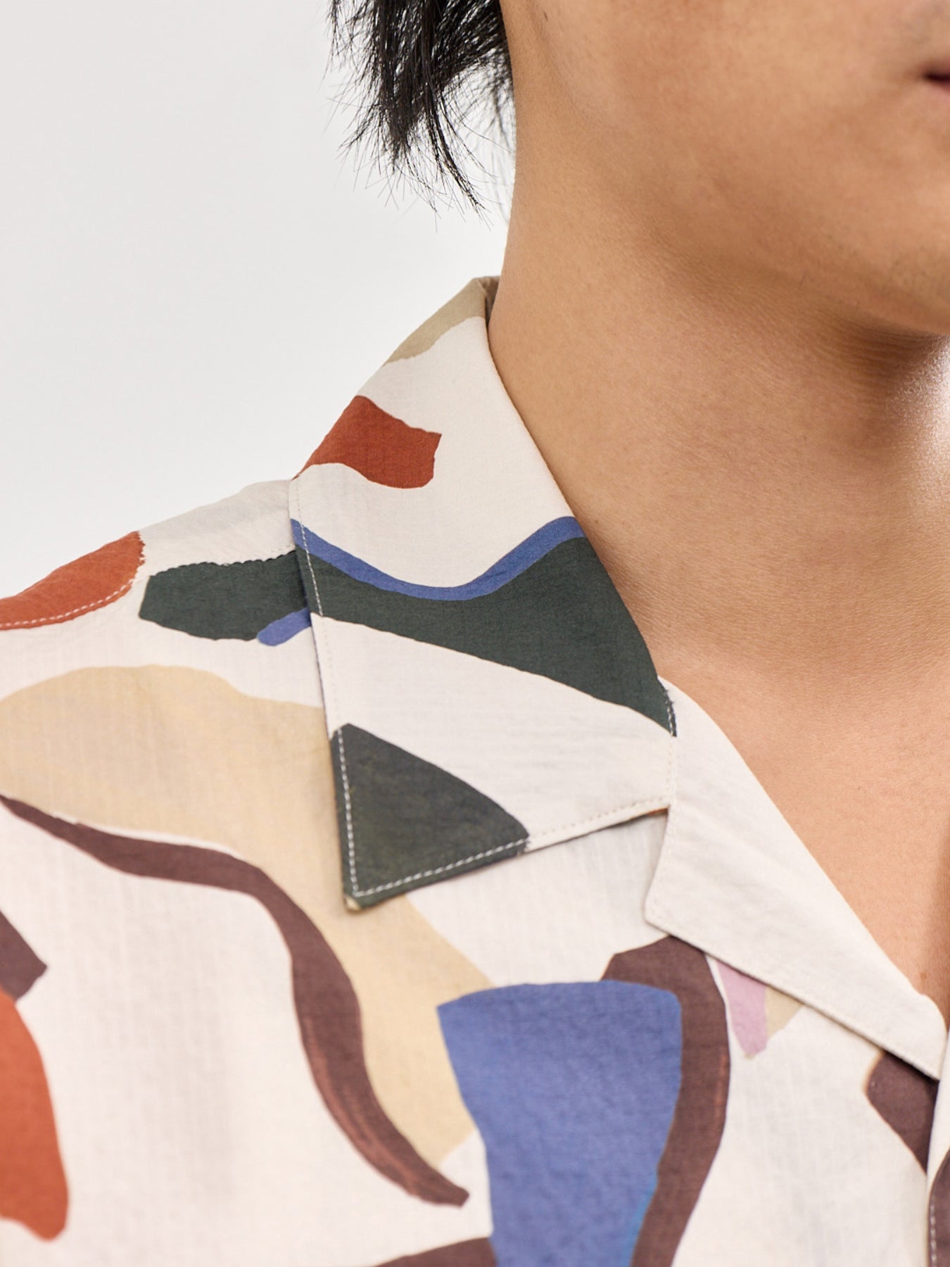 Didcot Abstract Shapes Short Sleeve Shirt Ecru