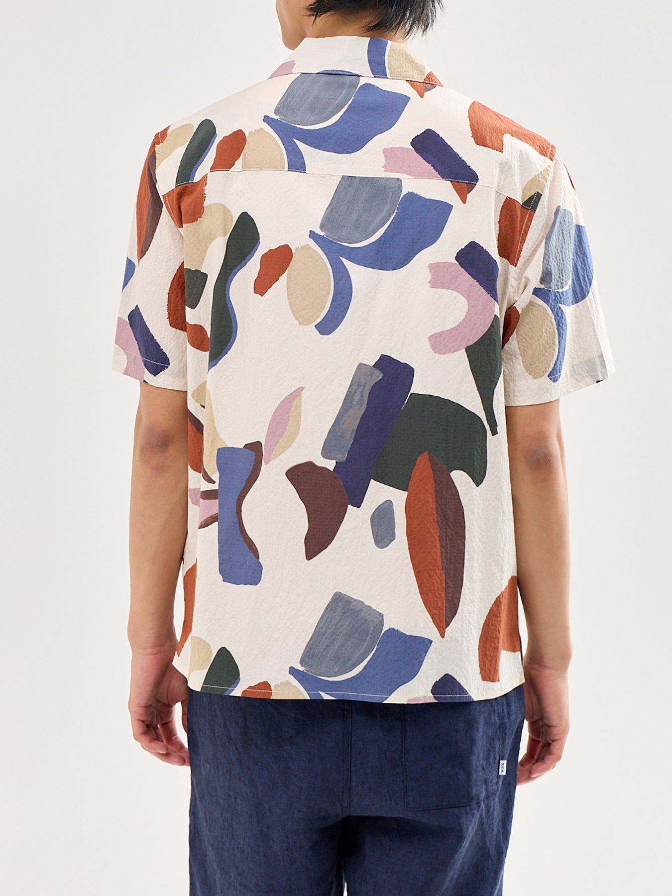 Didcot Abstract Shapes Short Sleeve Shirt Ecru