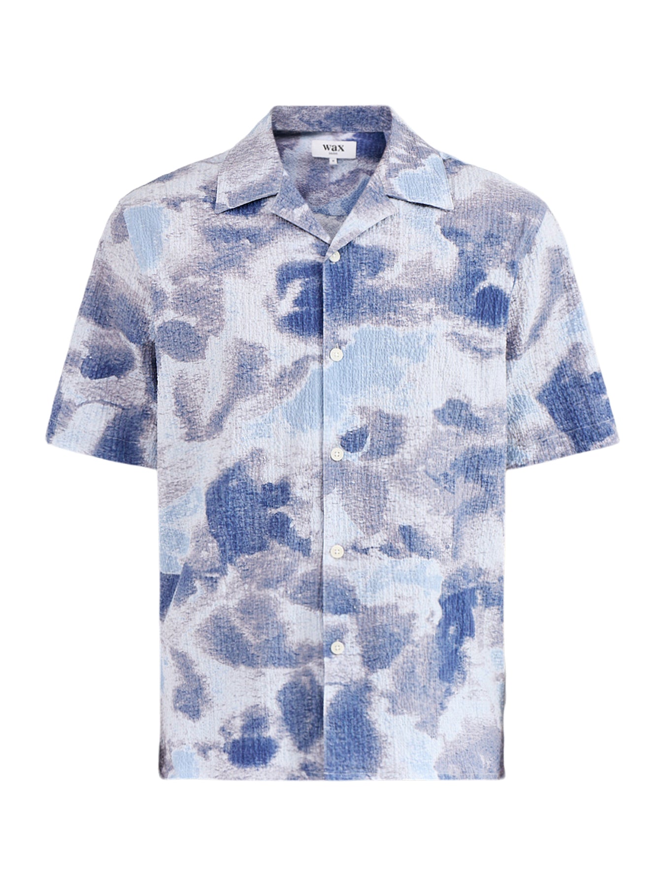 Didcot Watercolour Print Short Sleeve Shirt Blue