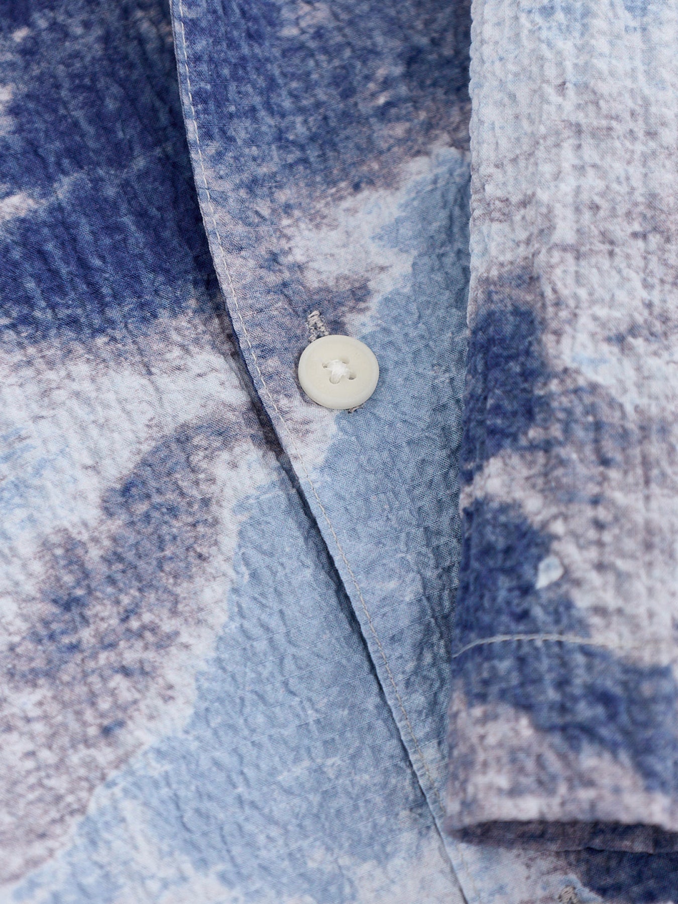 Didcot Watercolour Print Short Sleeve Shirt Blue