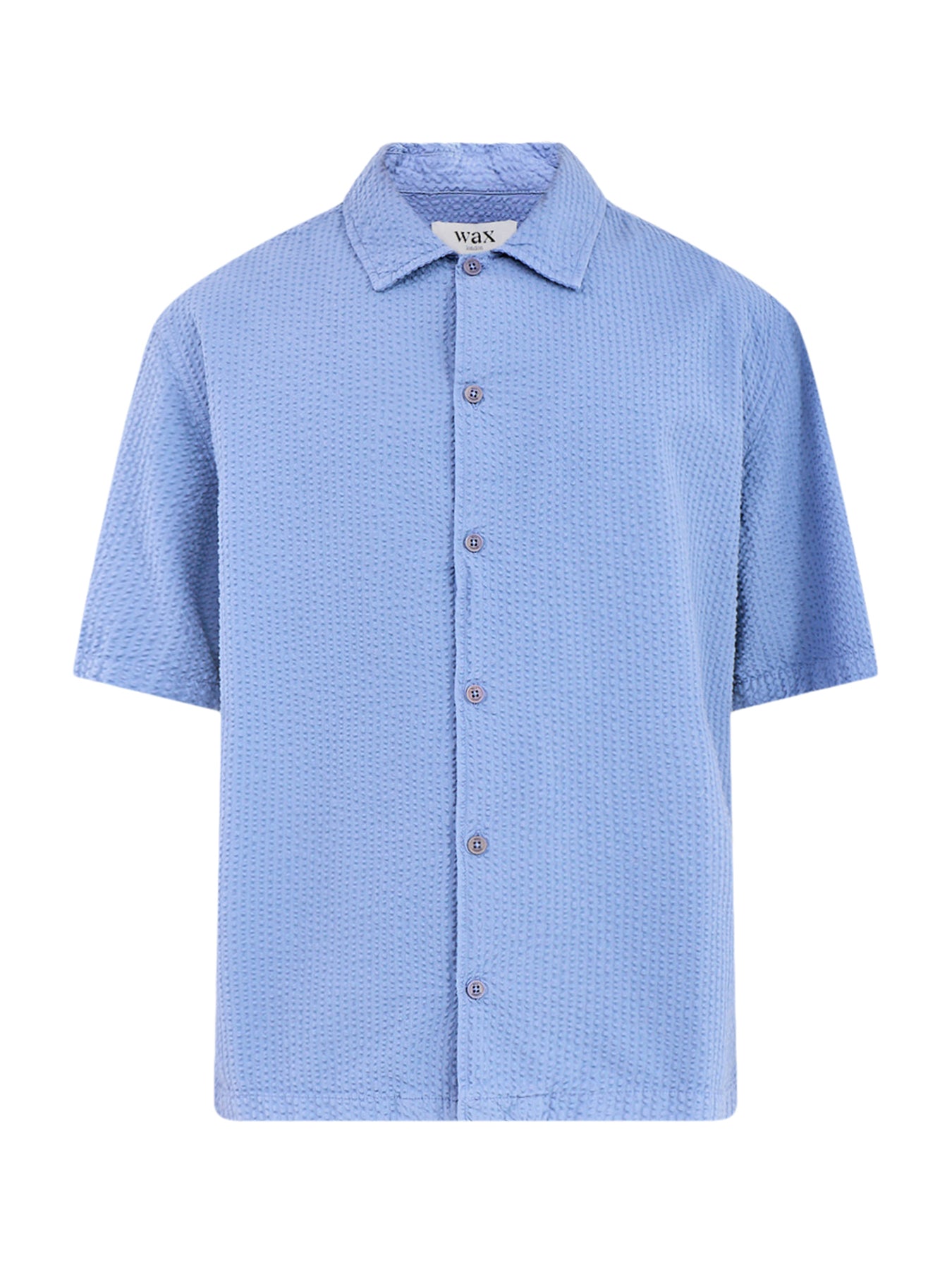 Keats Cotton Seersucker Short Sleeve Shirt Blue