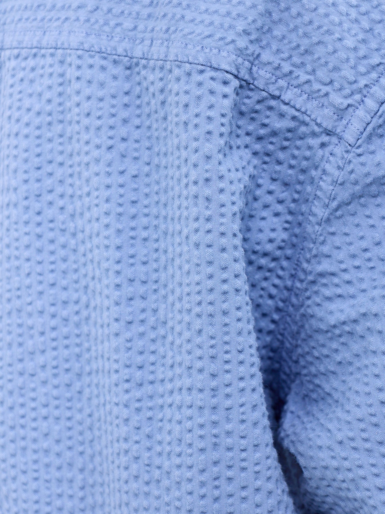 Keats Cotton Seersucker Short Sleeve Shirt Blue