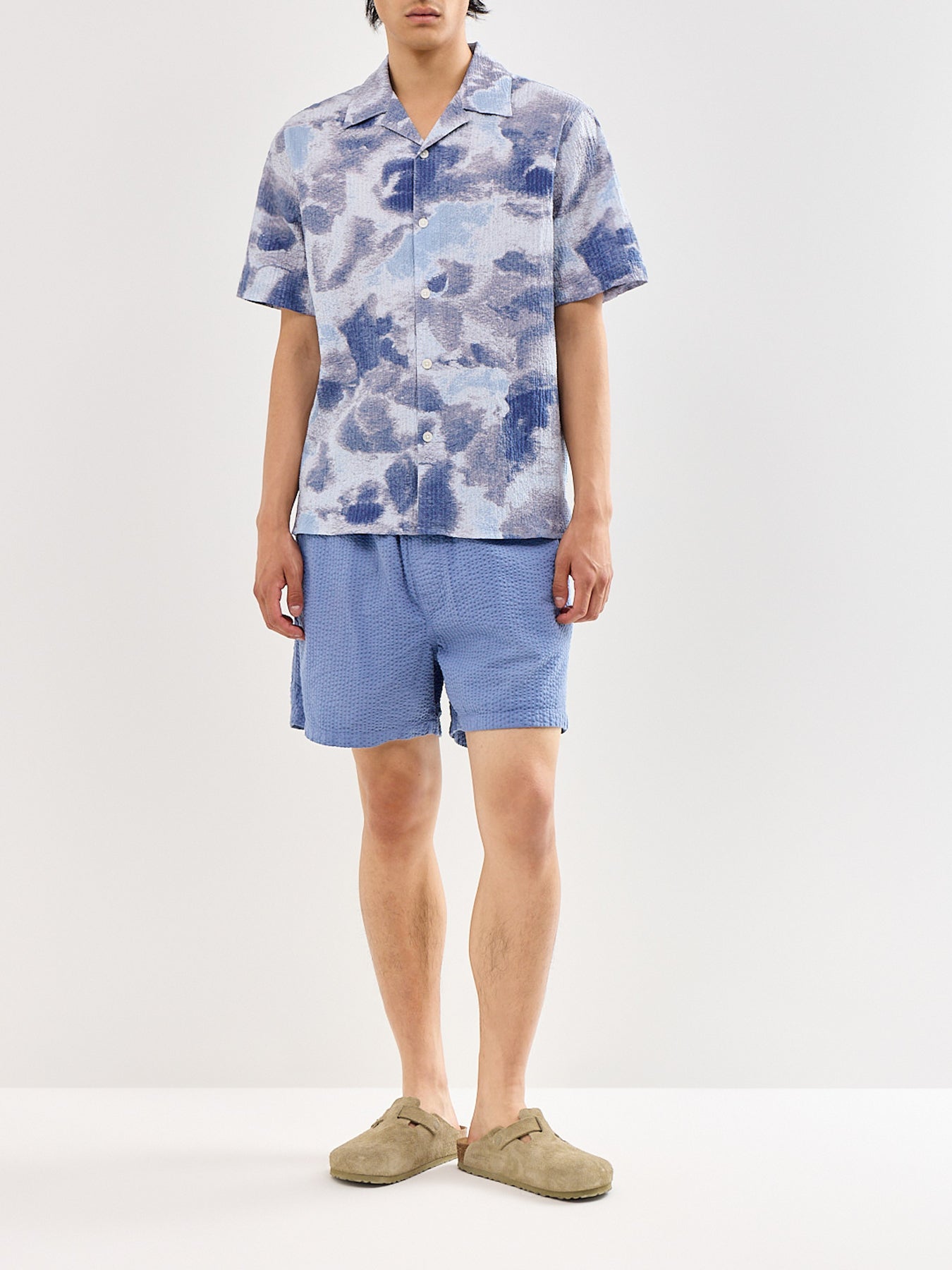 Mescal Cotton Seersucker Shorts Blue