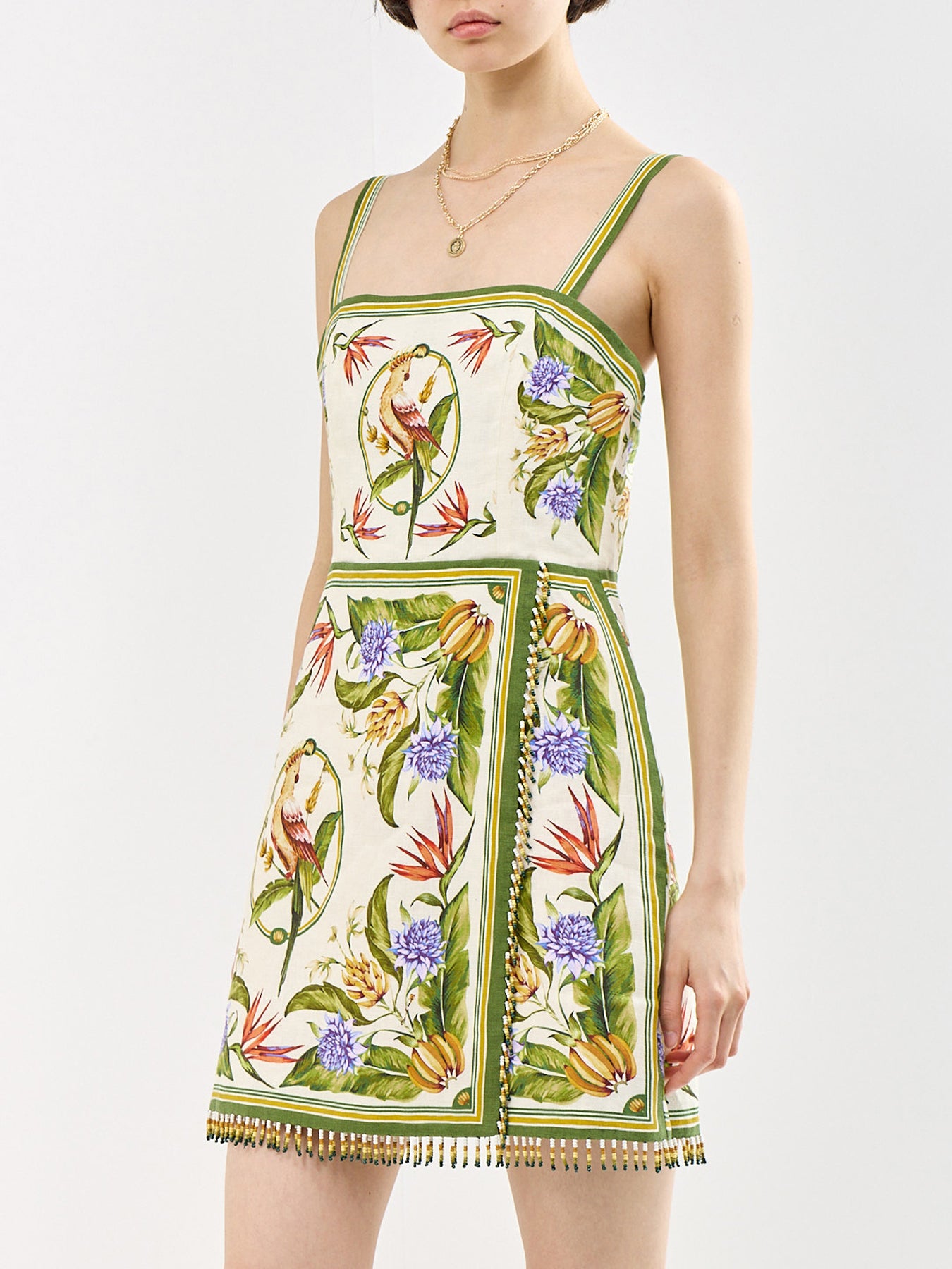 Tropical Scarf Sand Sleeveless Mini Dress