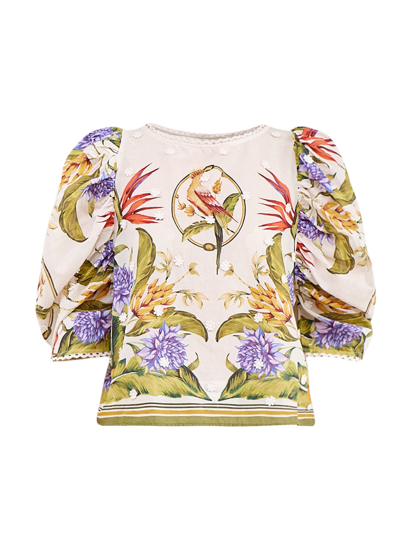 Tropical Scarf Sand Green Blouse Multi