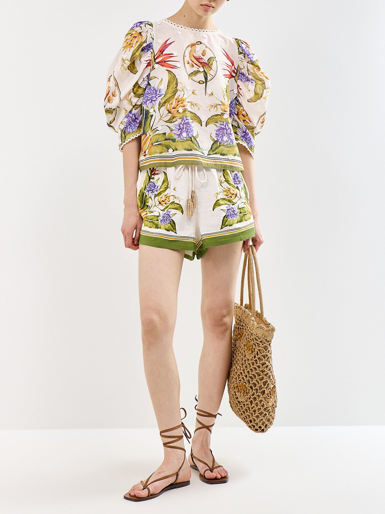 Tropical Scarf Sand Green Blouse Multi