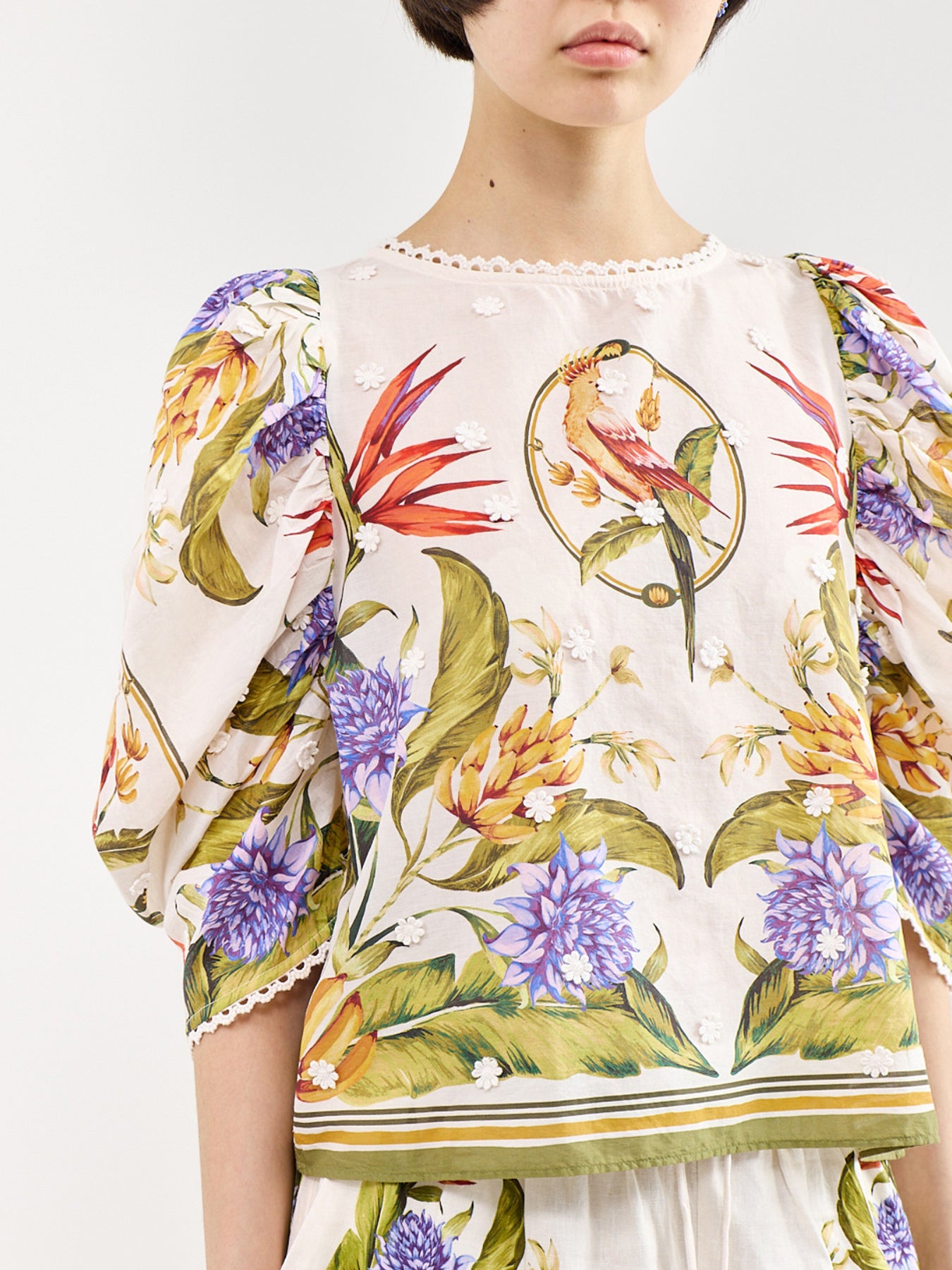 Tropical Scarf Sand Green Blouse Multi