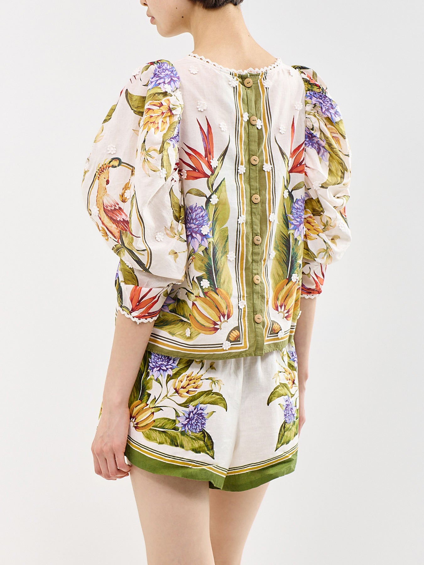 Tropical Scarf Sand Green Blouse Multi