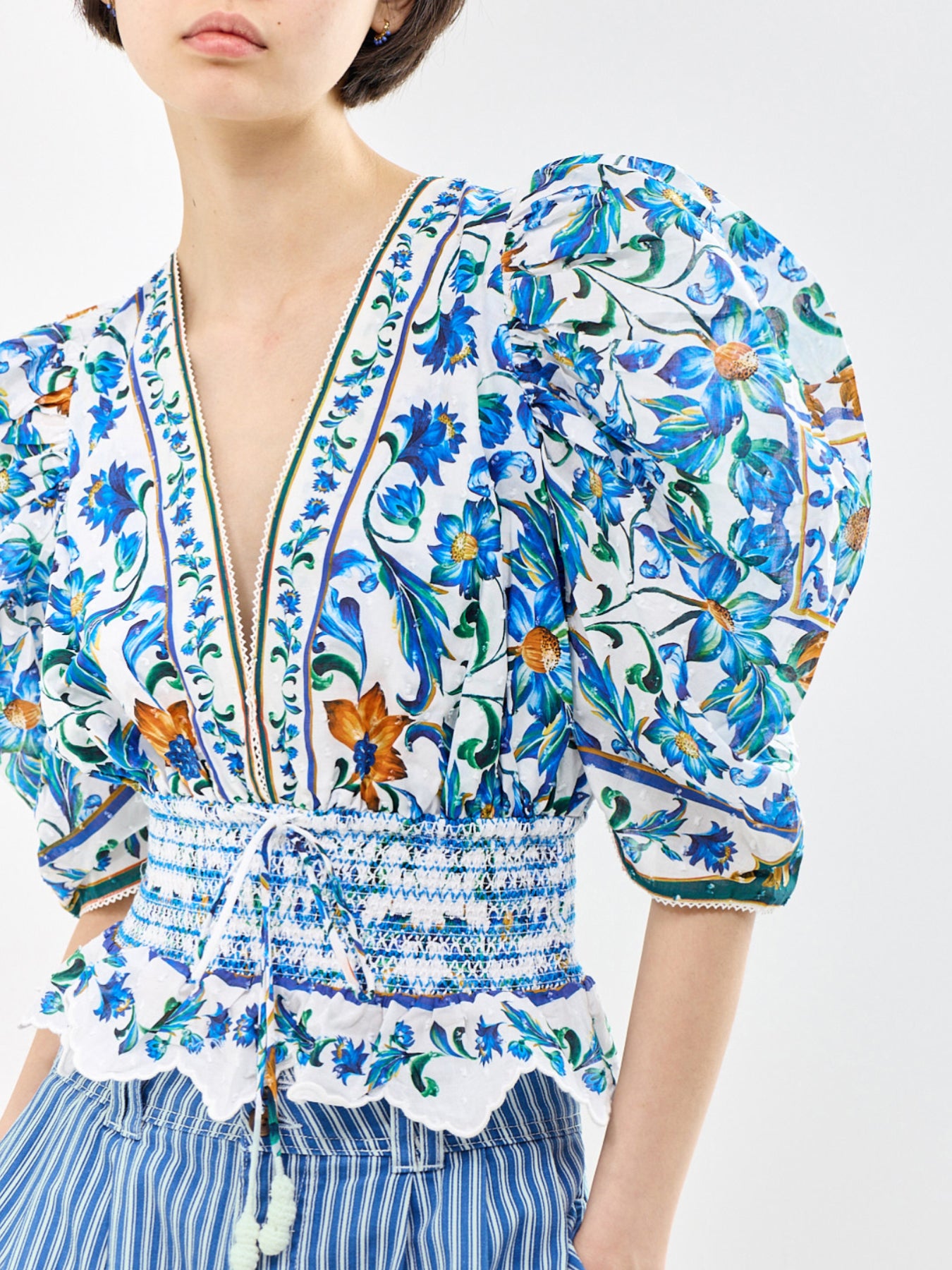 Flora Tile Blouse White