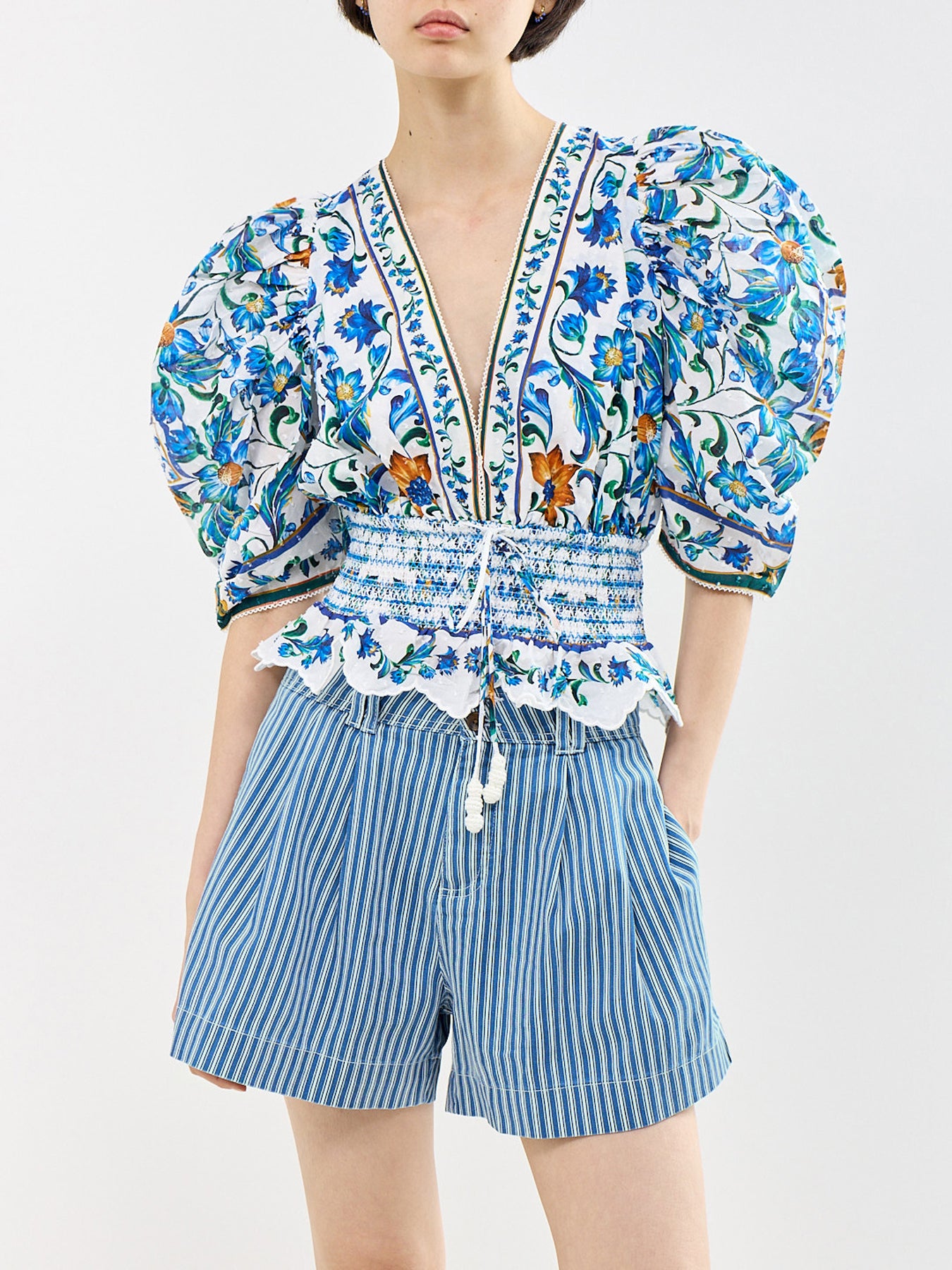 Flora Tile Blouse White