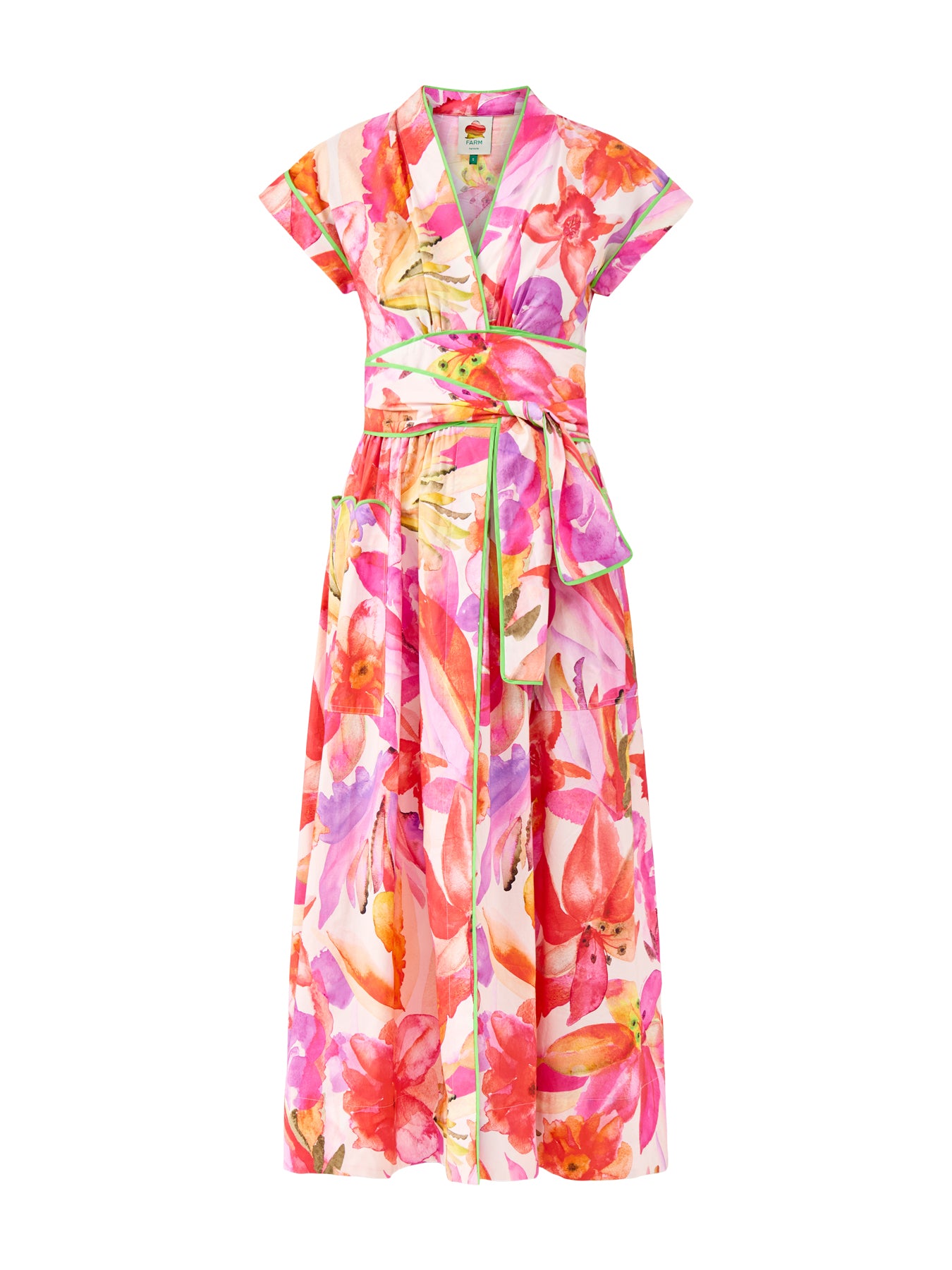 Artsy Flora Off White Maxi Dress Pink