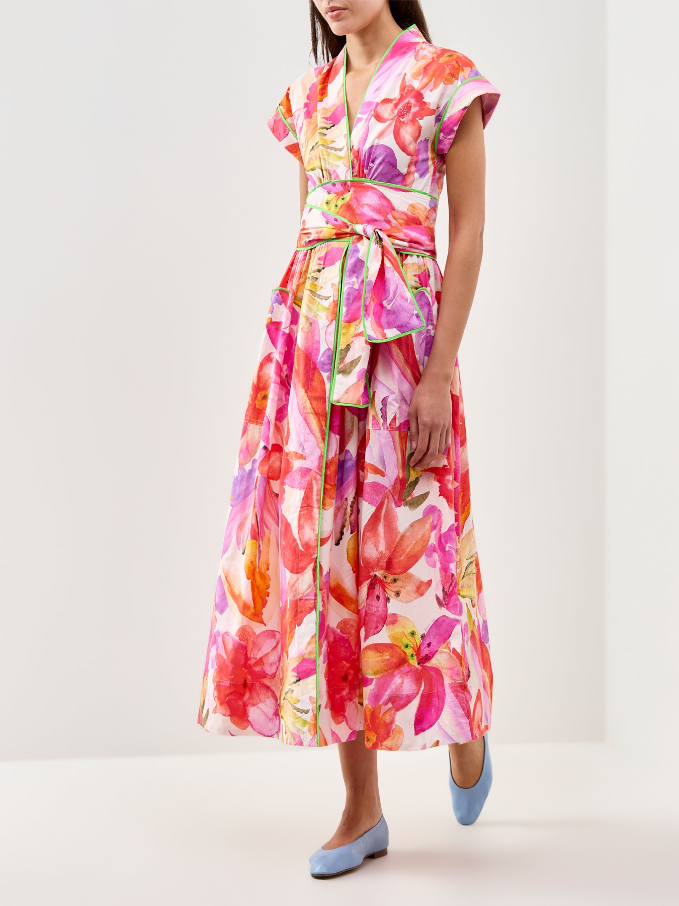 Artsy Flora Off White Maxi Dress Pink
