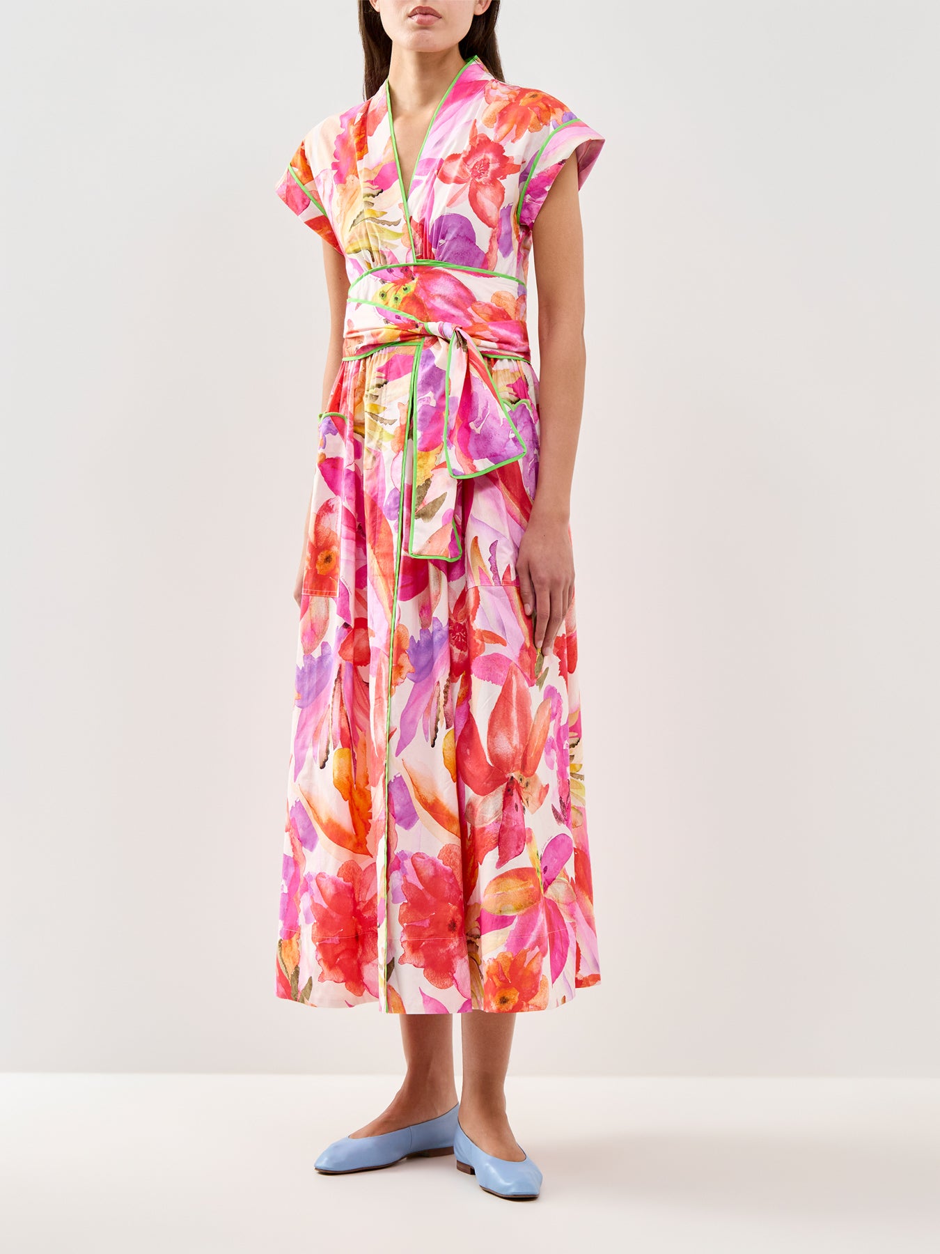 Artsy Flora Off White Maxi Dress Pink