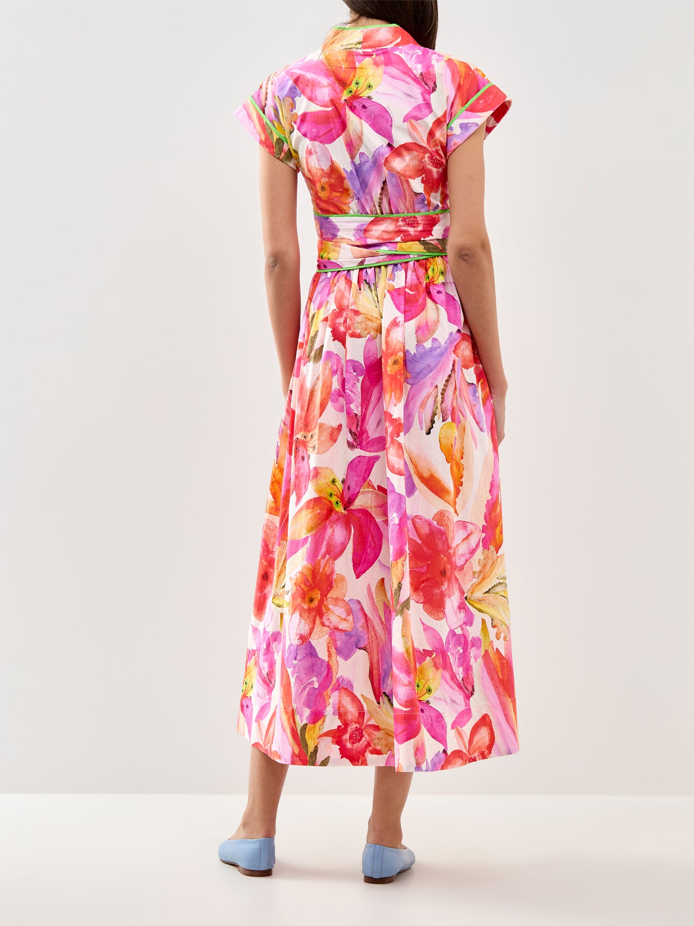 Artsy Flora Off White Maxi Dress Pink