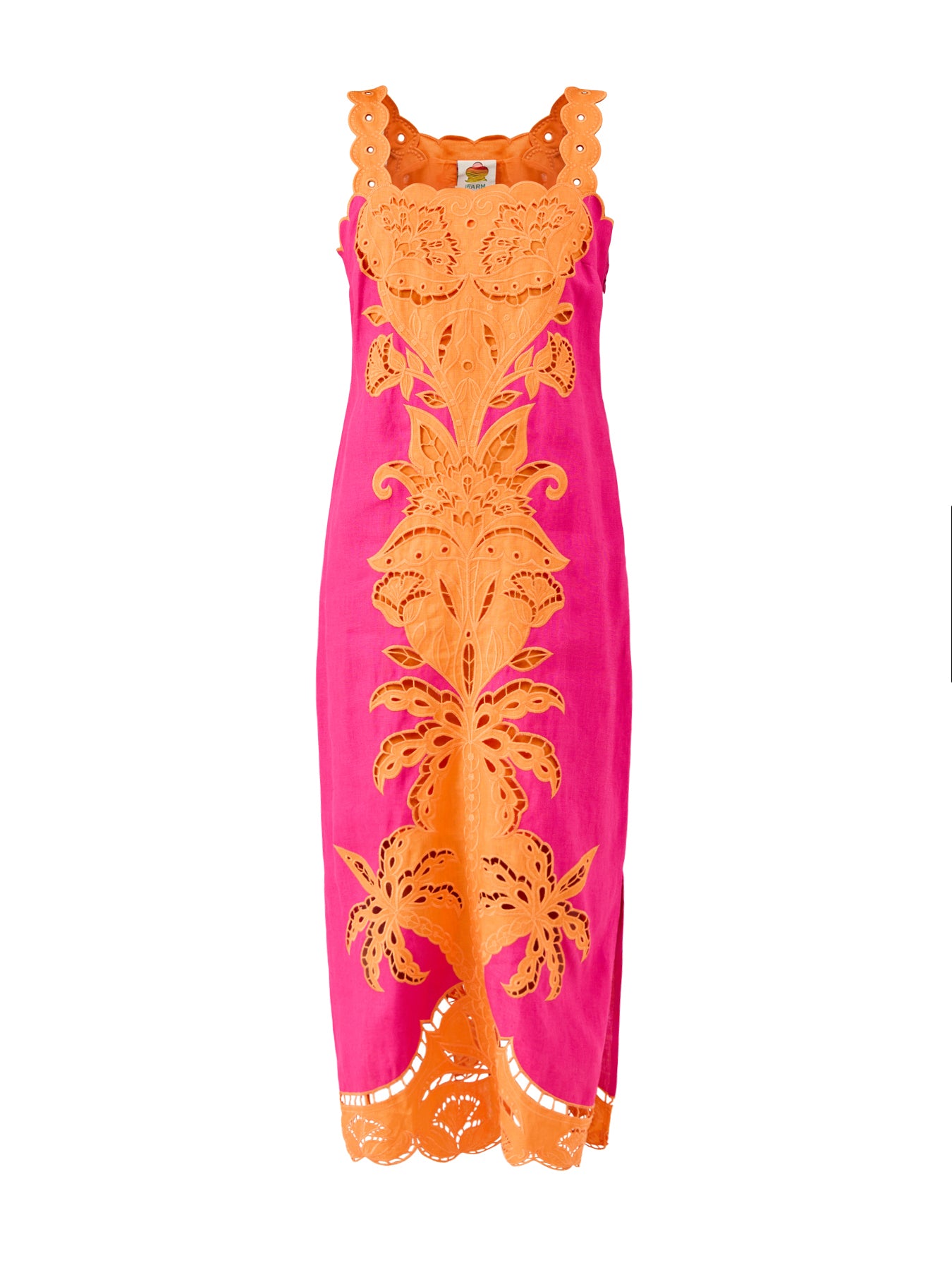 Cutwork Sleeveless Midi Dress Pink