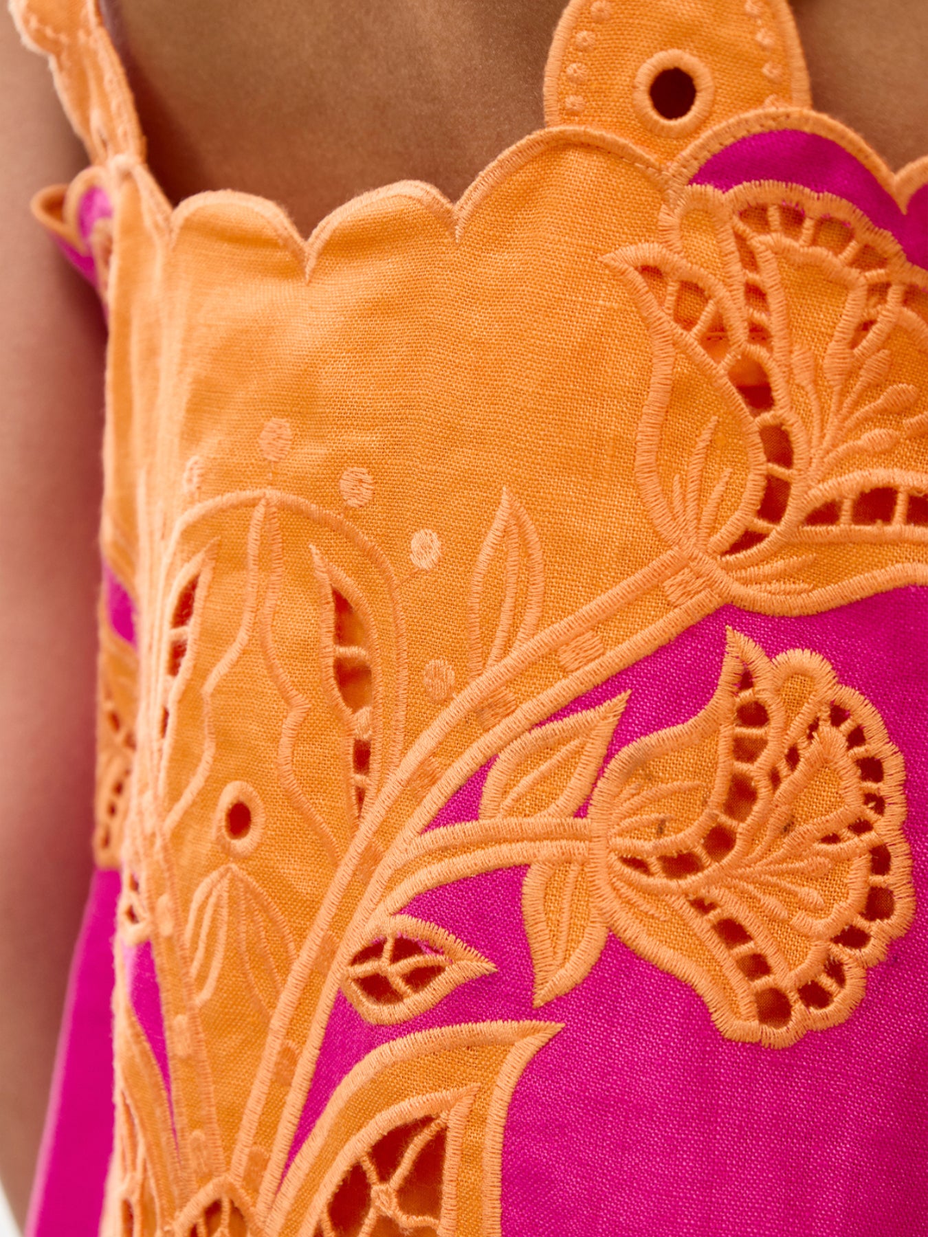 Cutwork Sleeveless Midi Dress Pink