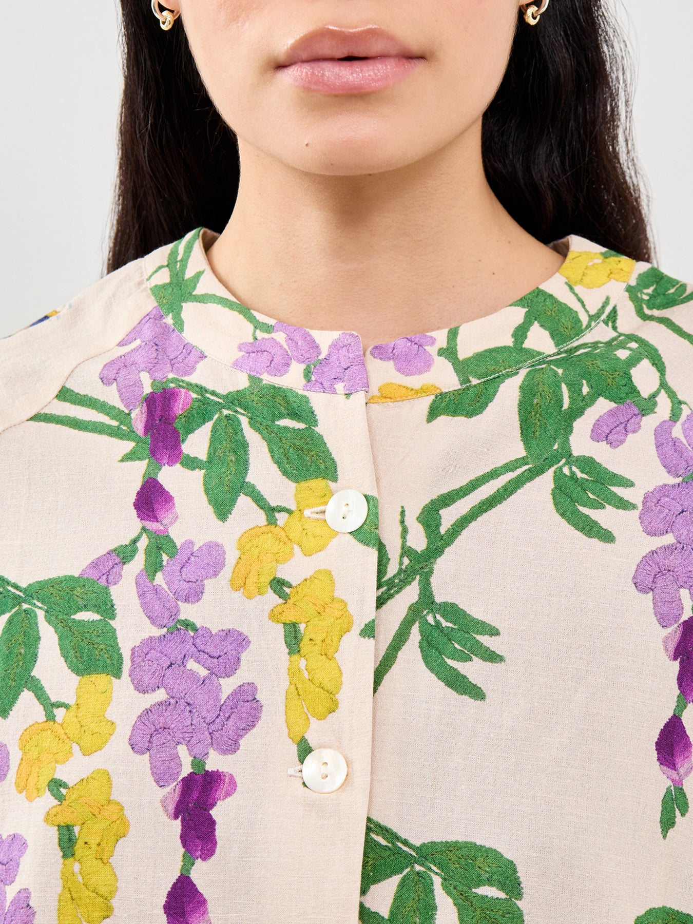 Wisteria Print Shirt Lilac