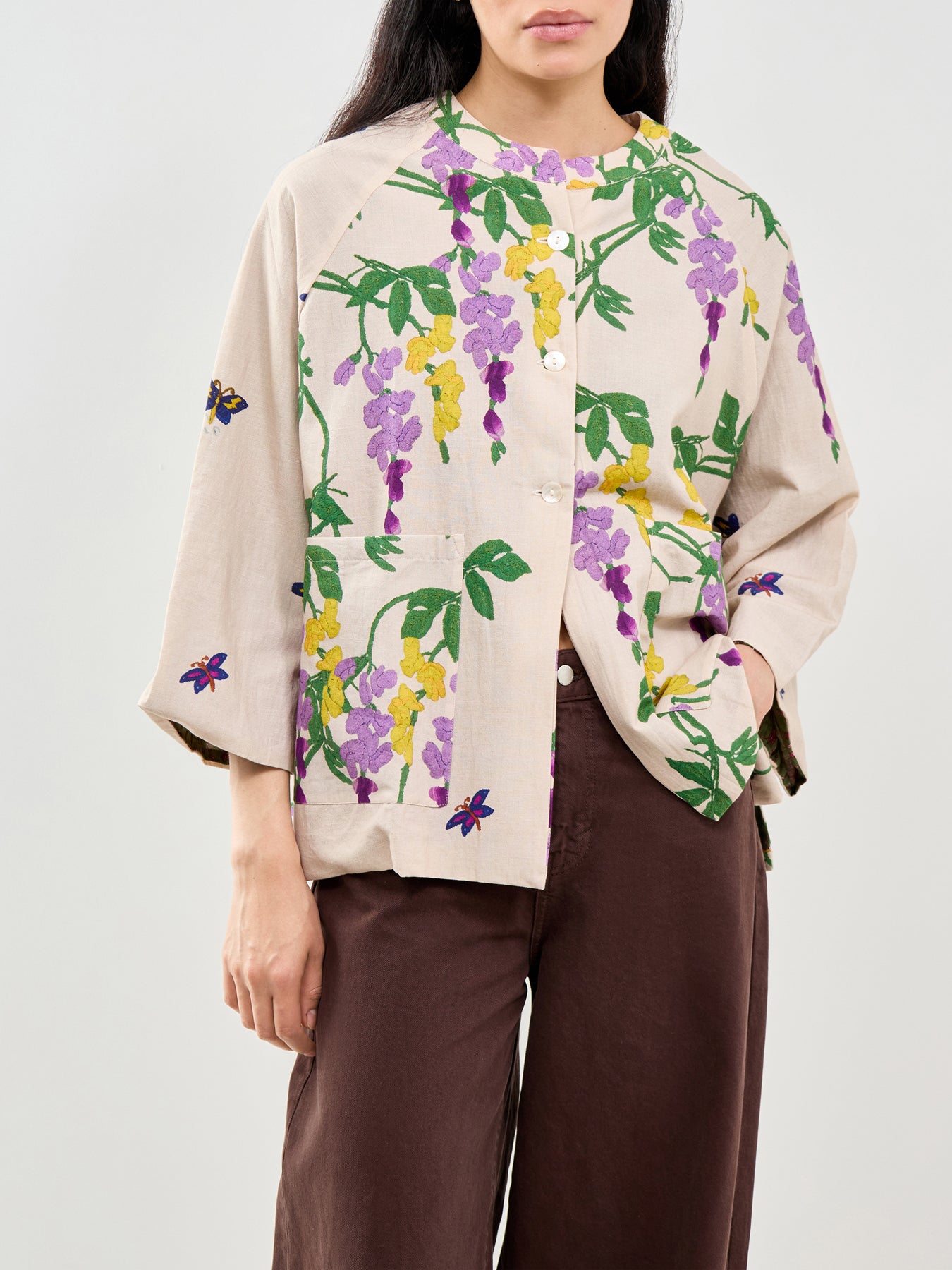 Wisteria Print Shirt Lilac