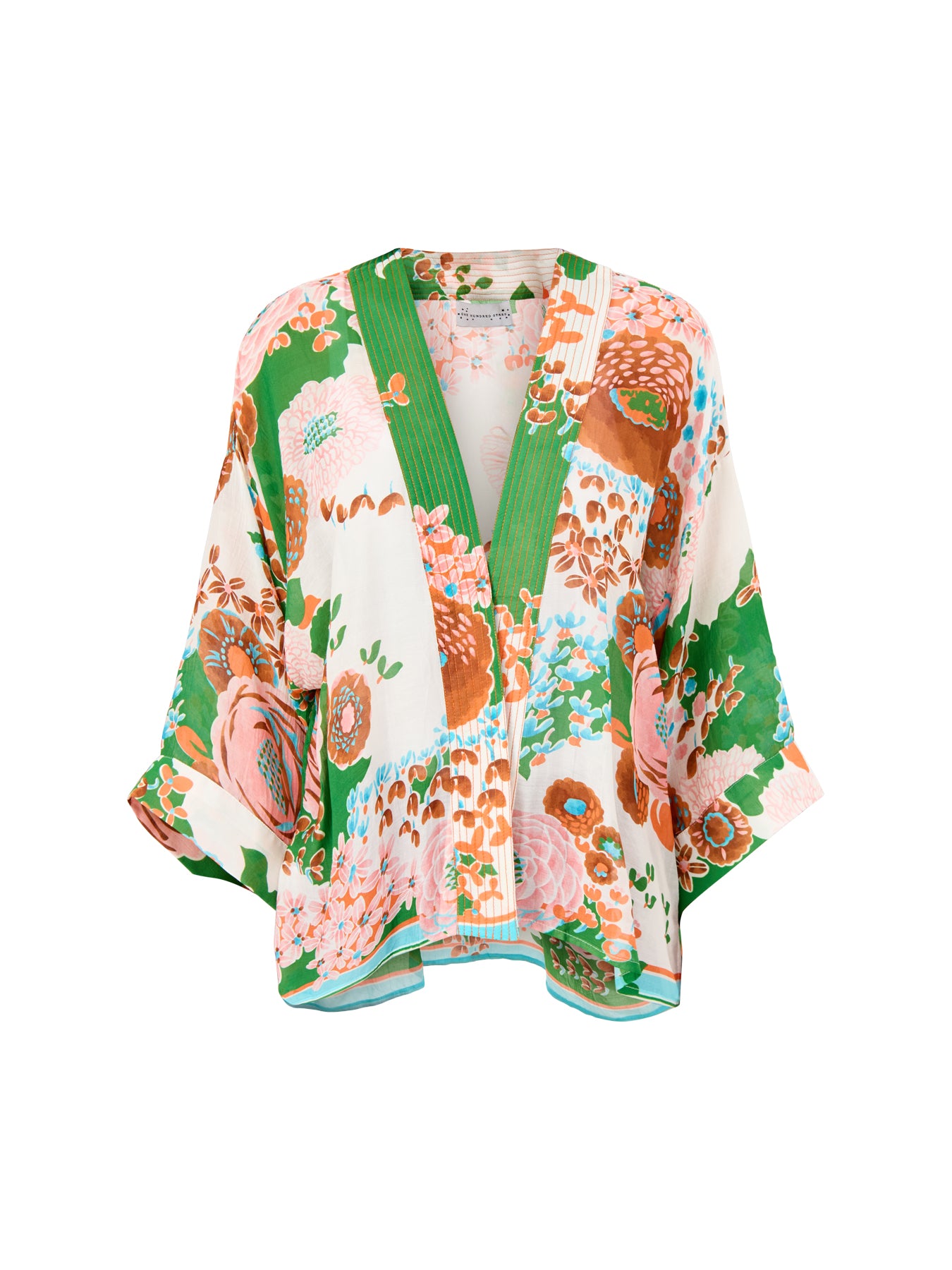 Kitsch Bouquet Print Kimono Green