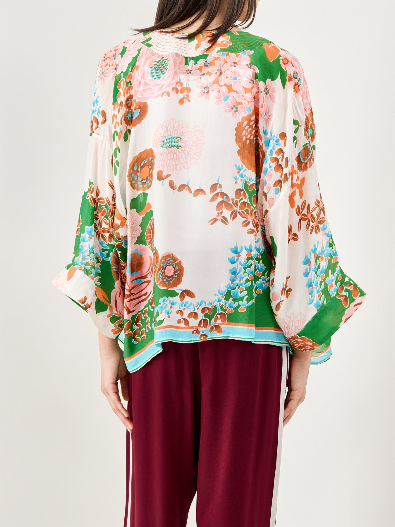 Kitsch Bouquet Print Kimono Green