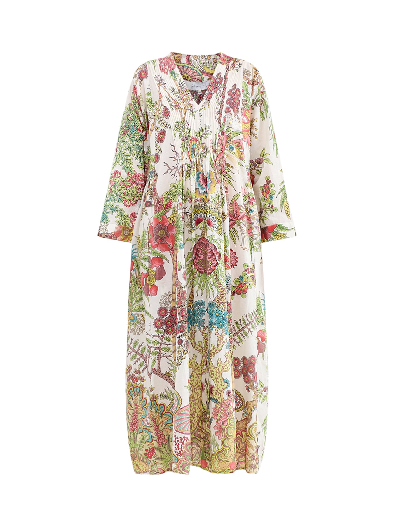 Pinch Pleat Midi Dress Ecru