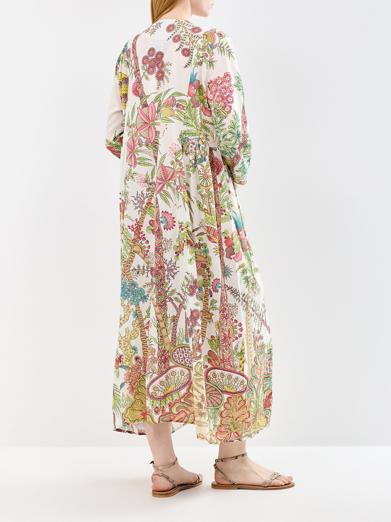 Pinch Pleat Midi Dress Ecru