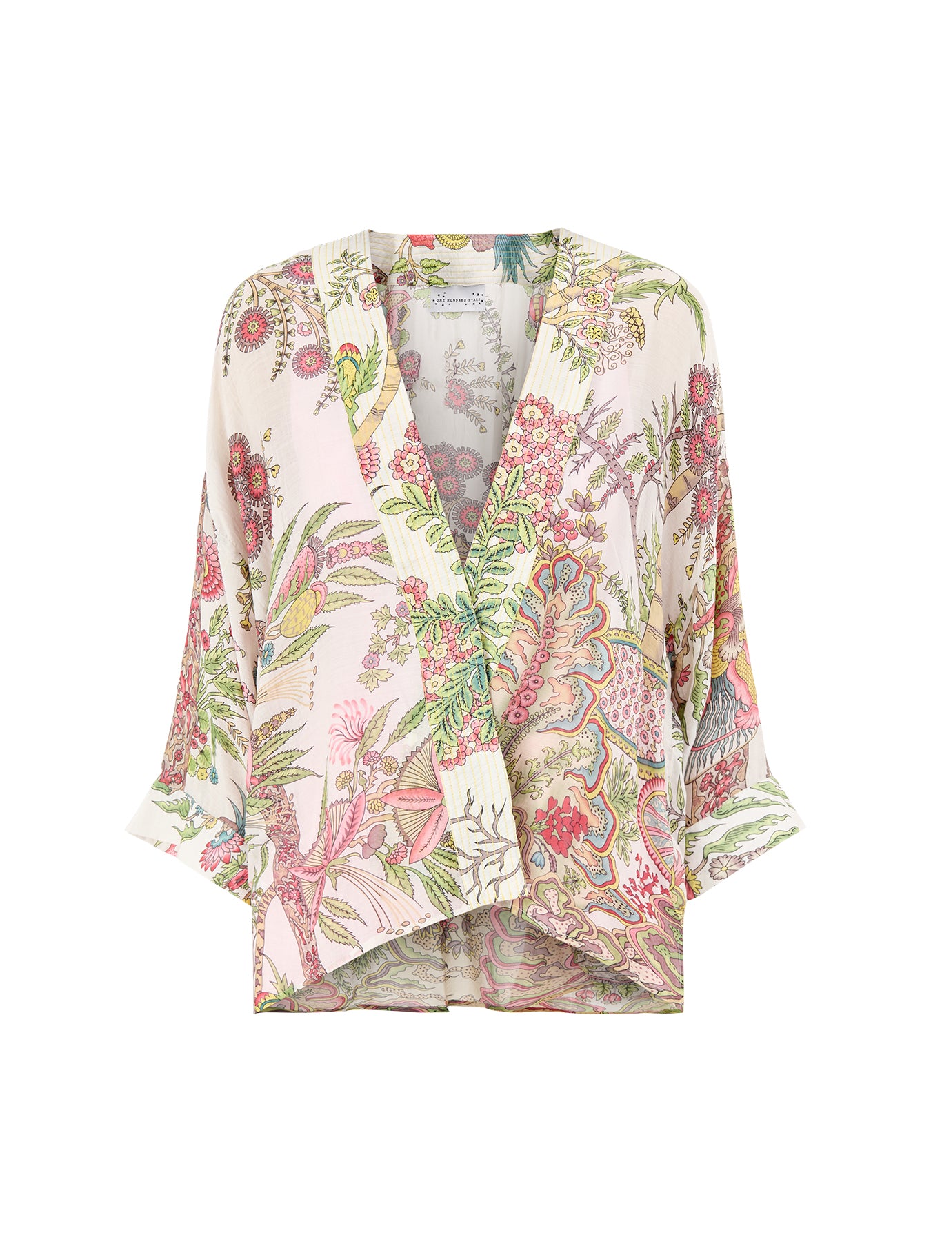Boho Gardens Print Kimono Cream