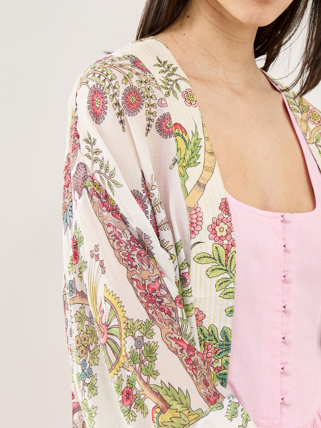 Boho Gardens Print Kimono Cream