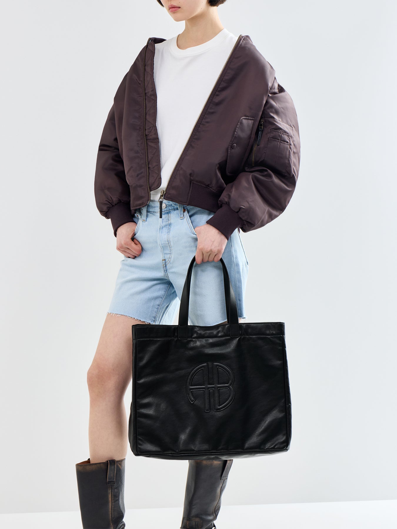 Large Rio Recycled Leather Tote Bag Black