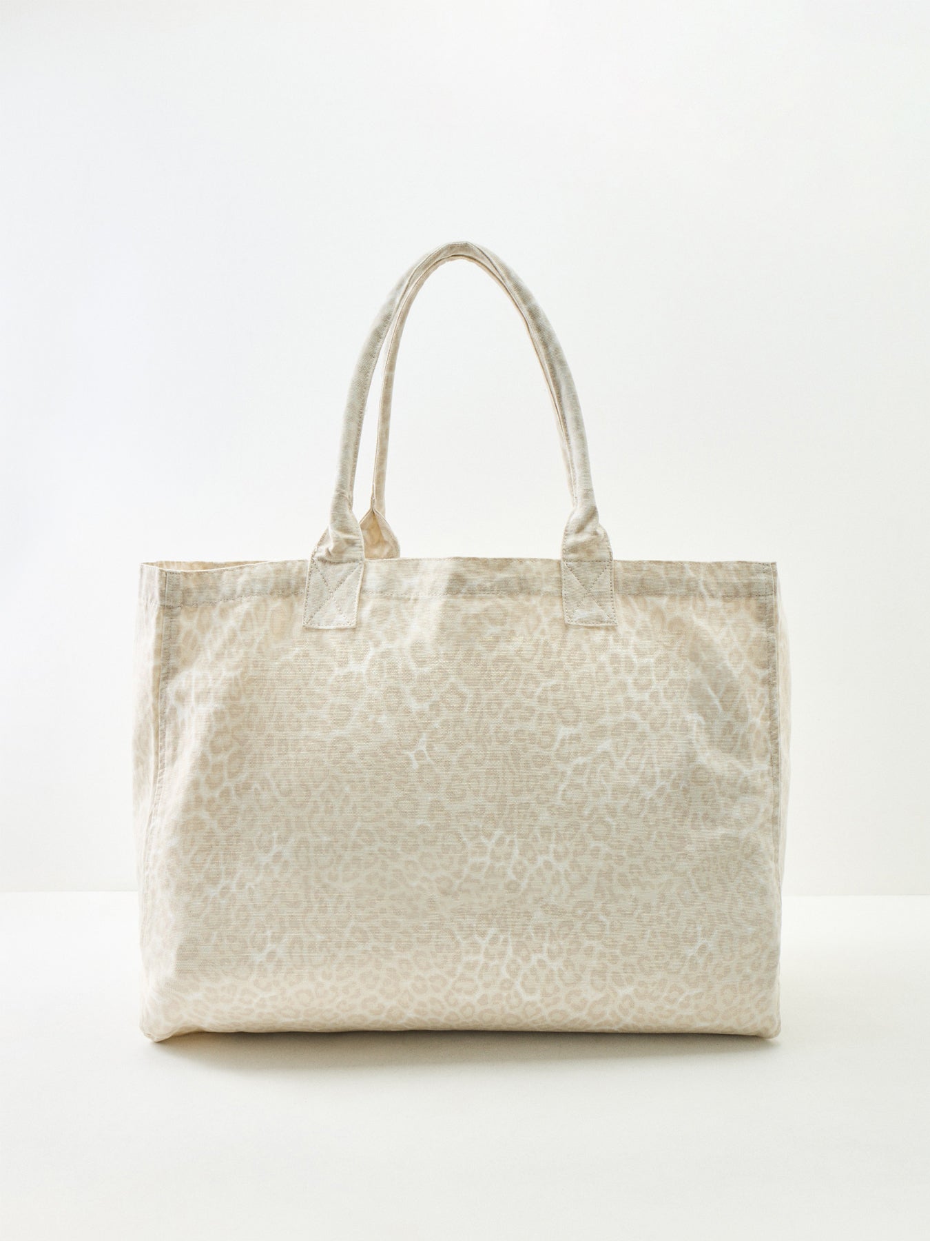 Leo Canvas Tote - Washed White Leopard