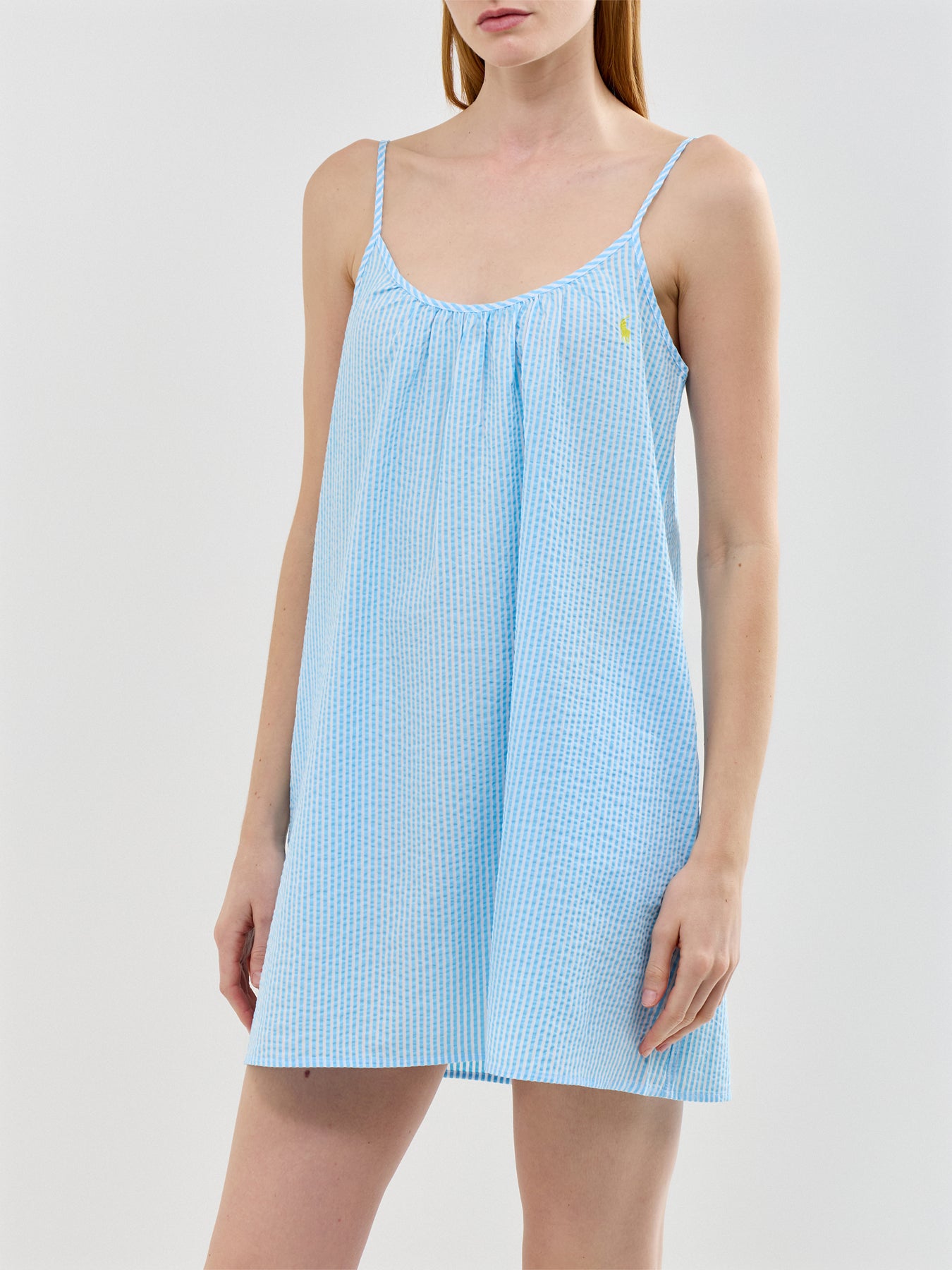 Seersucker Sleep Dress Blue