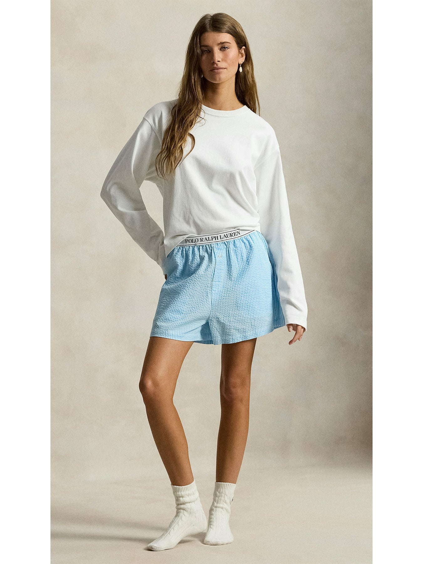 Seersucker Boxer Shorts Blue